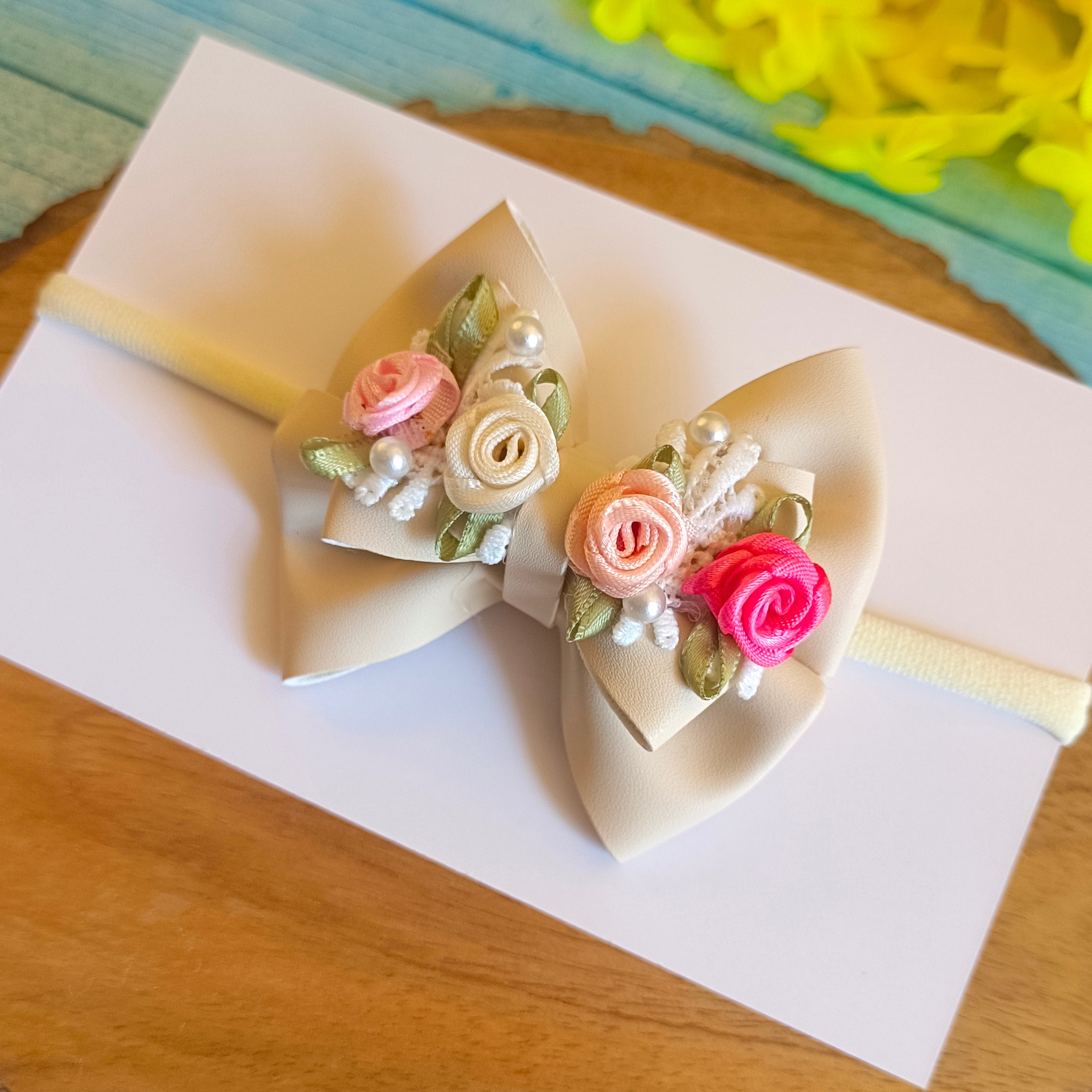 Gulmohar Pastel Soft Headband - Cream