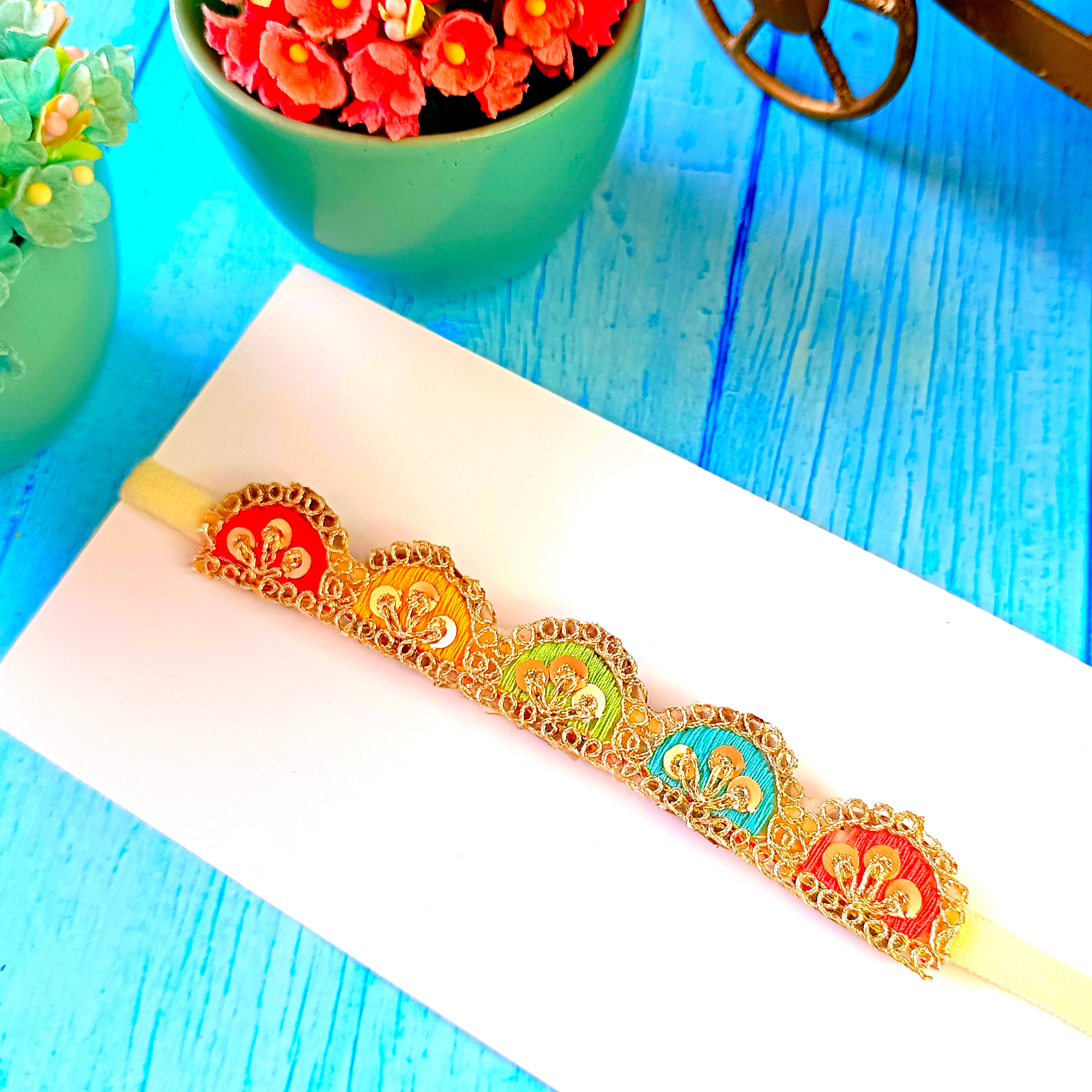 Multicolor Scalloped Stripe Soft Headband