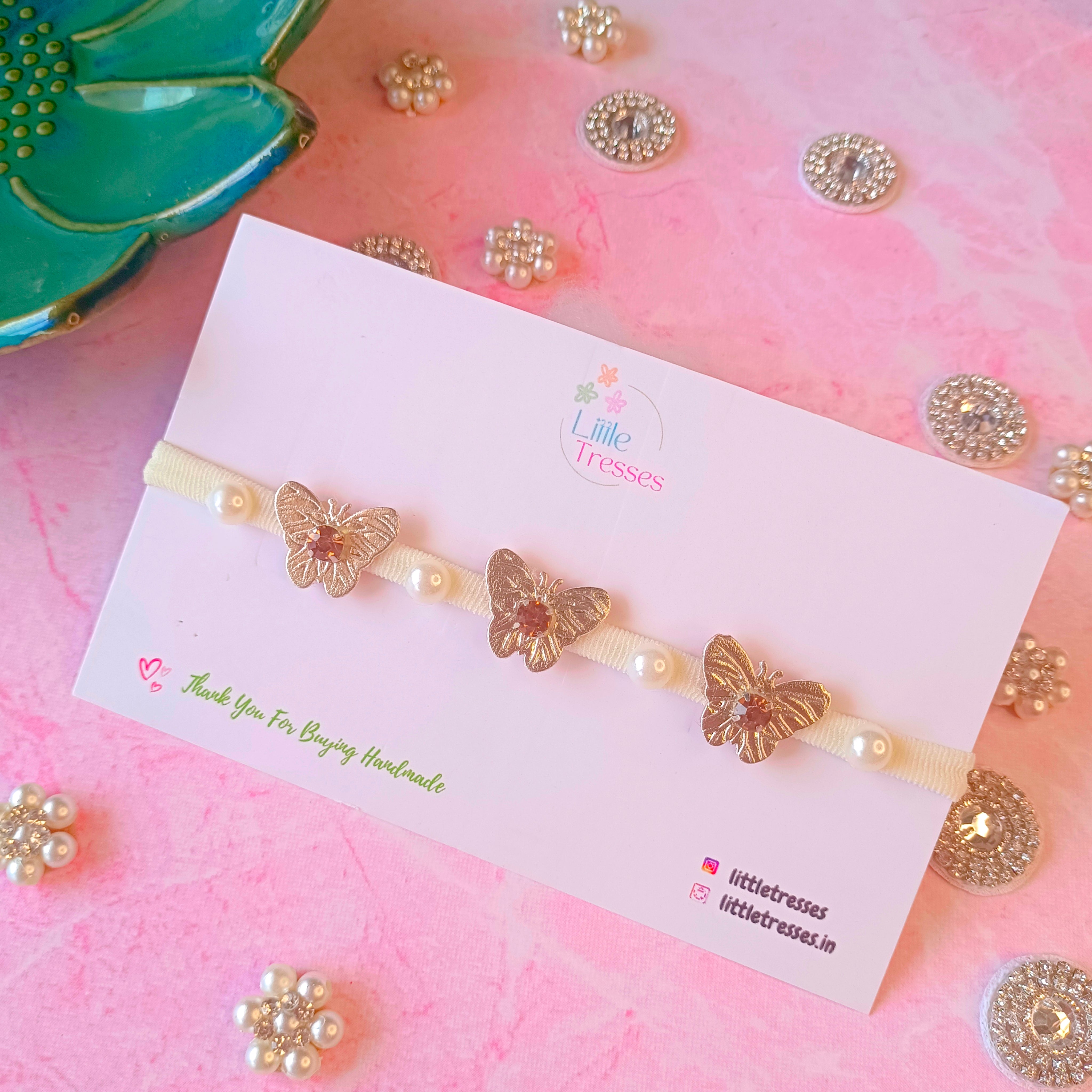 Mini Butterfly Soft Headband - Golden