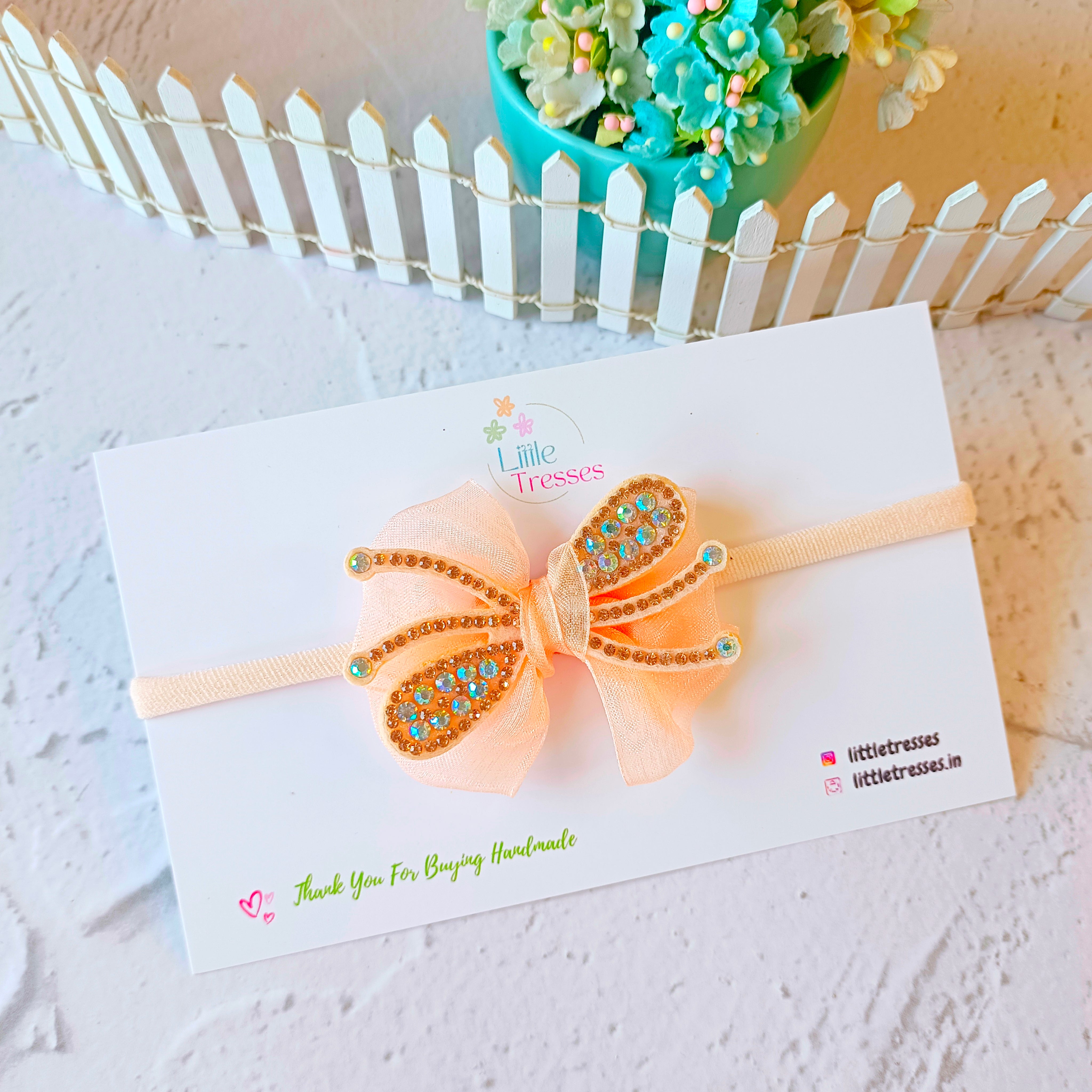 Designer Butterfly on Net - Peach