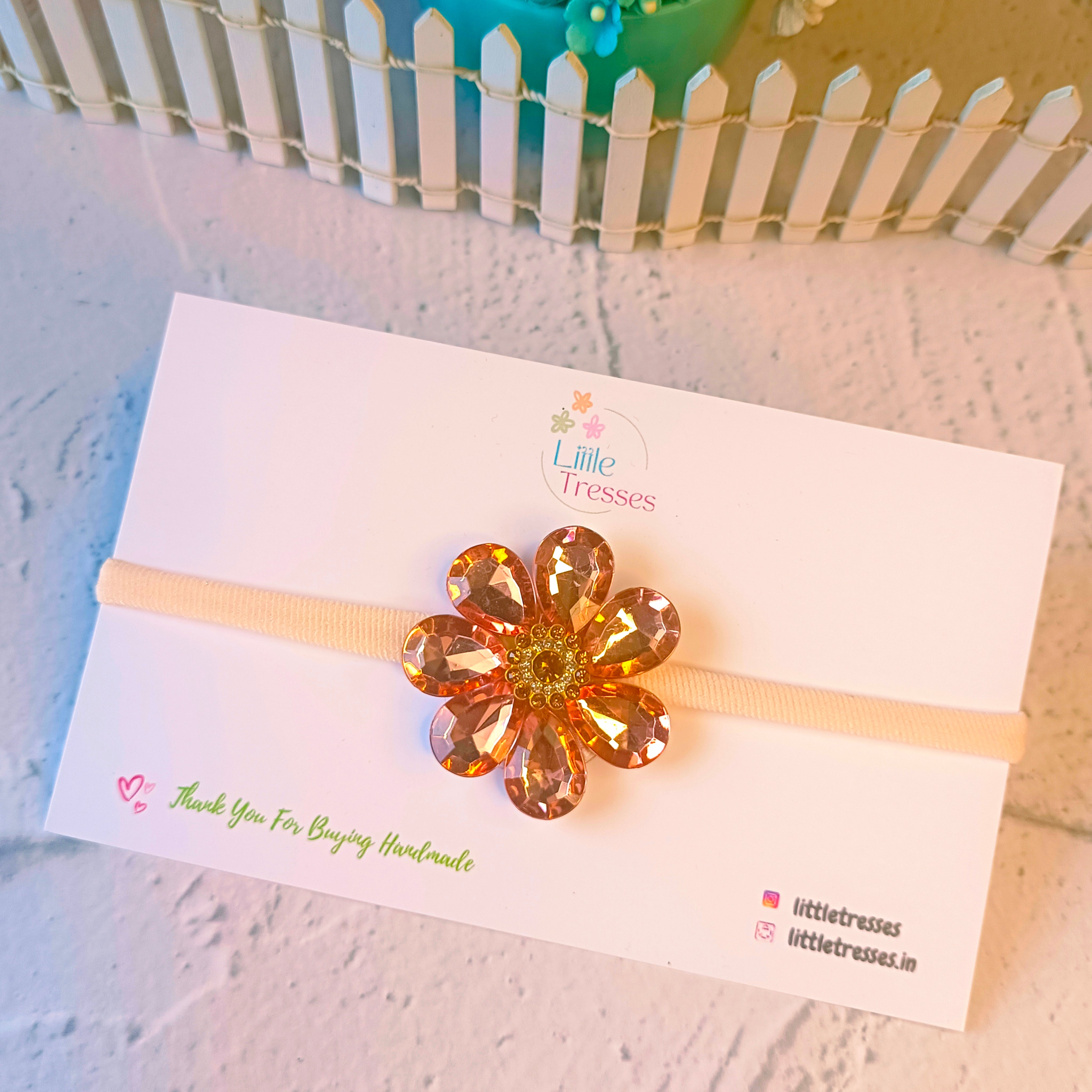 Designer Rhinestone Flower Soft headband - 3 Colors