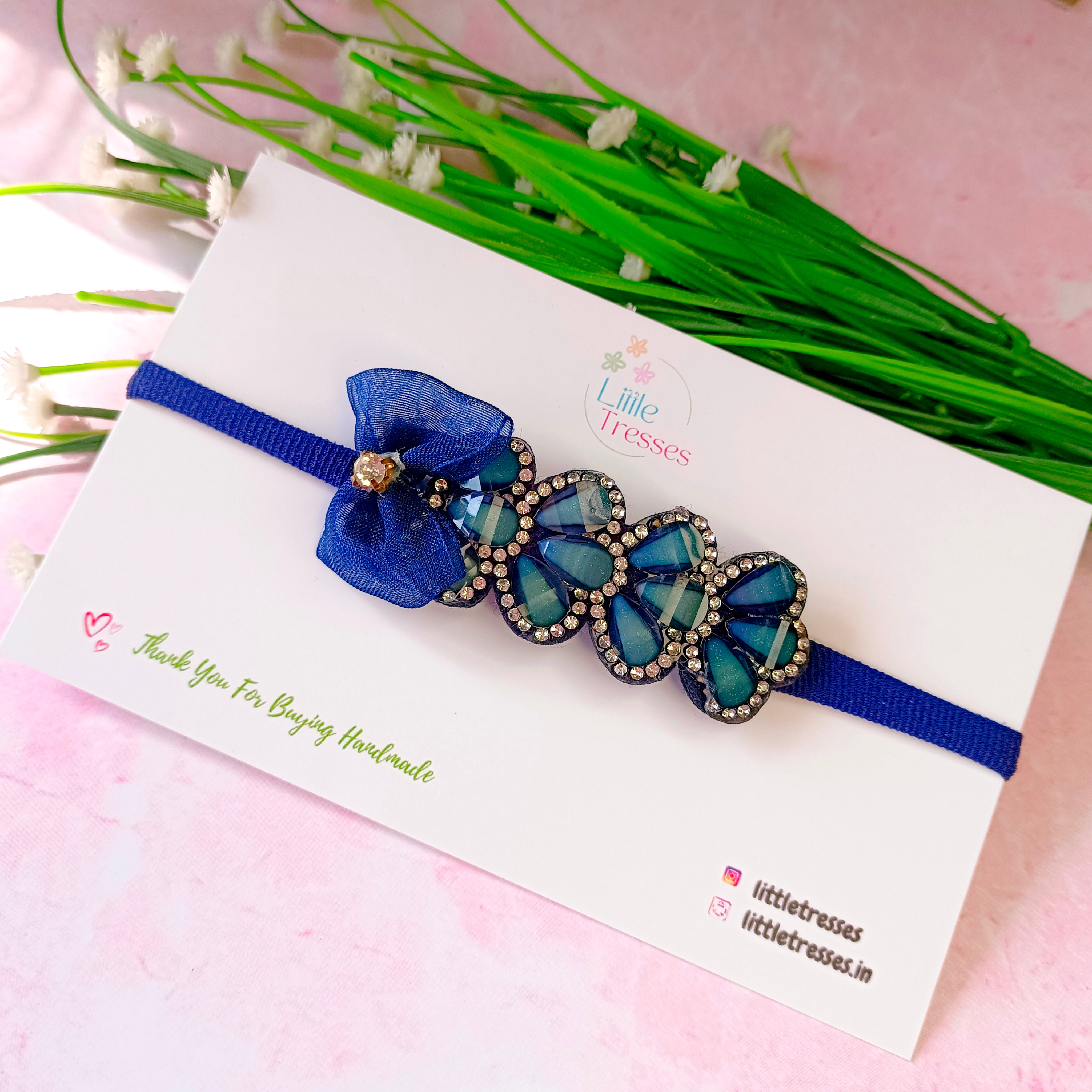 Scalloped Stripe with Bow Soft Headband