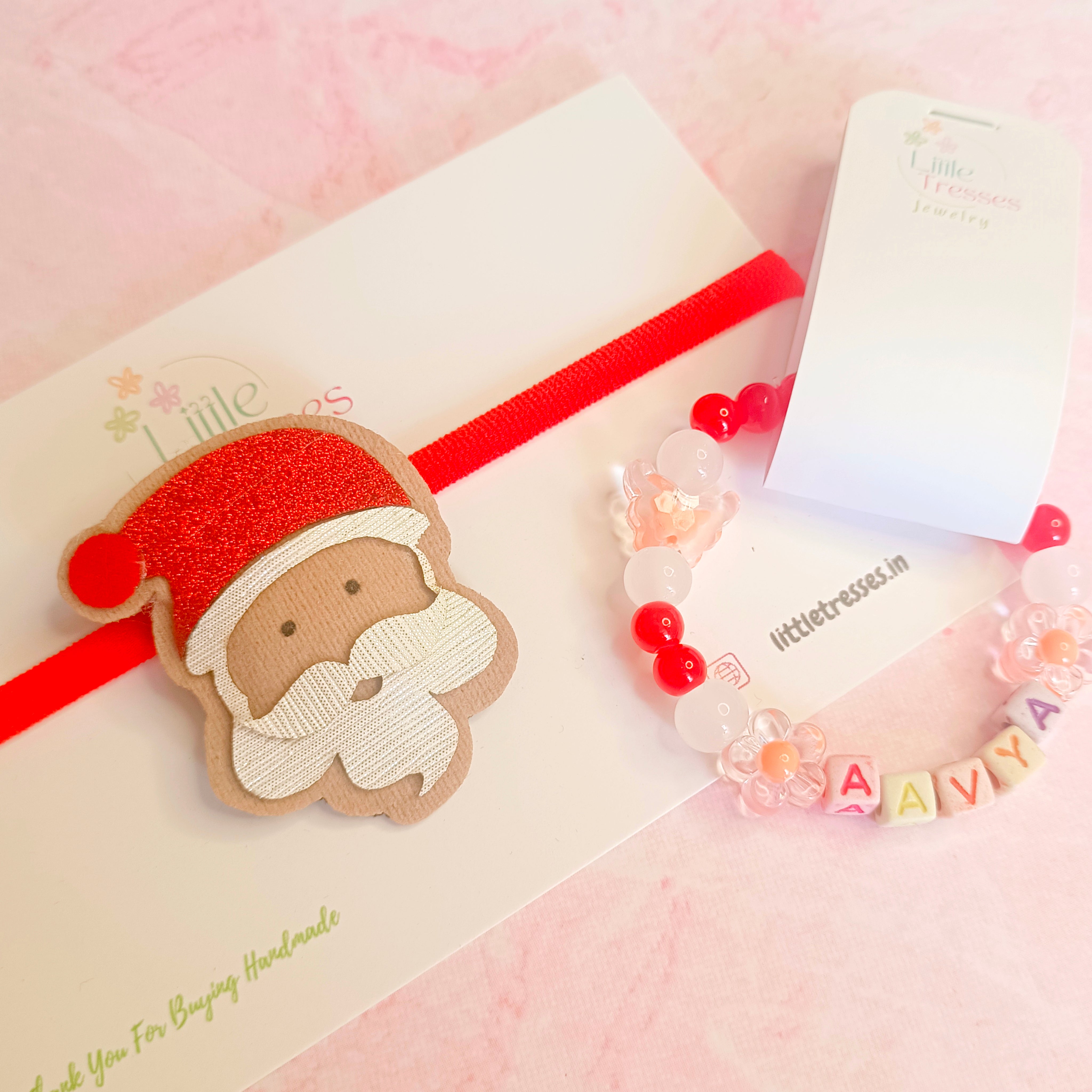 Santa Combo - Soft Headband and Personalized Bracelet