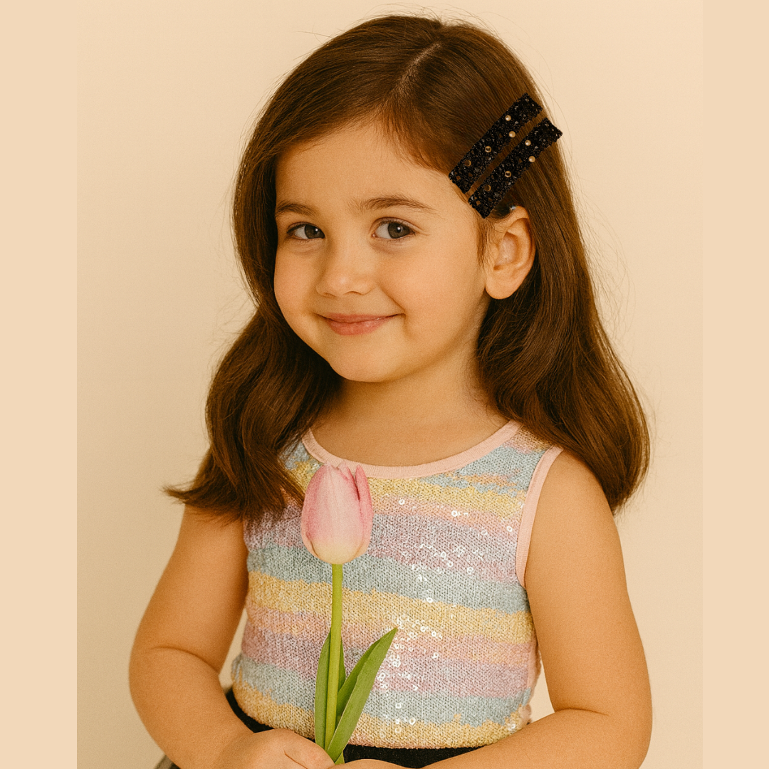 Black Micro Beaded Hair Clips – Premium Handmade