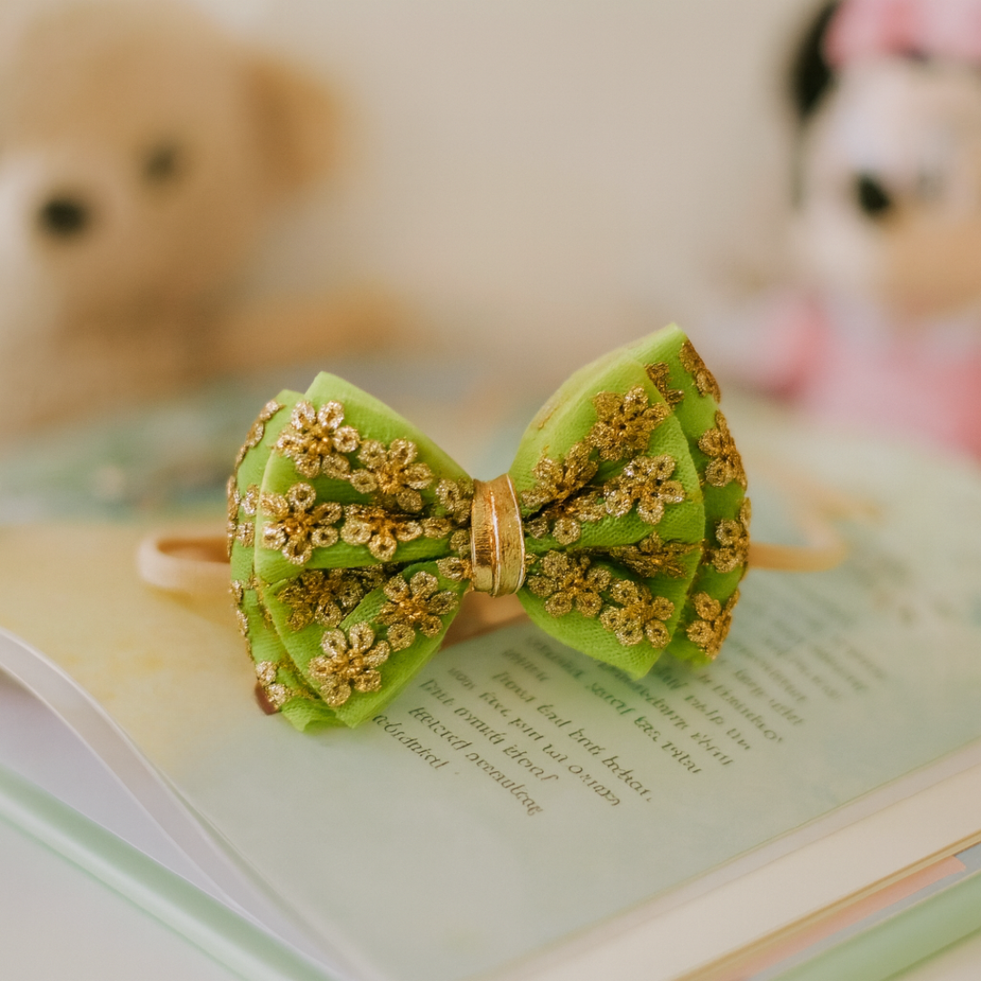 Sitara Double Layered Net Soft Headband - Light Green