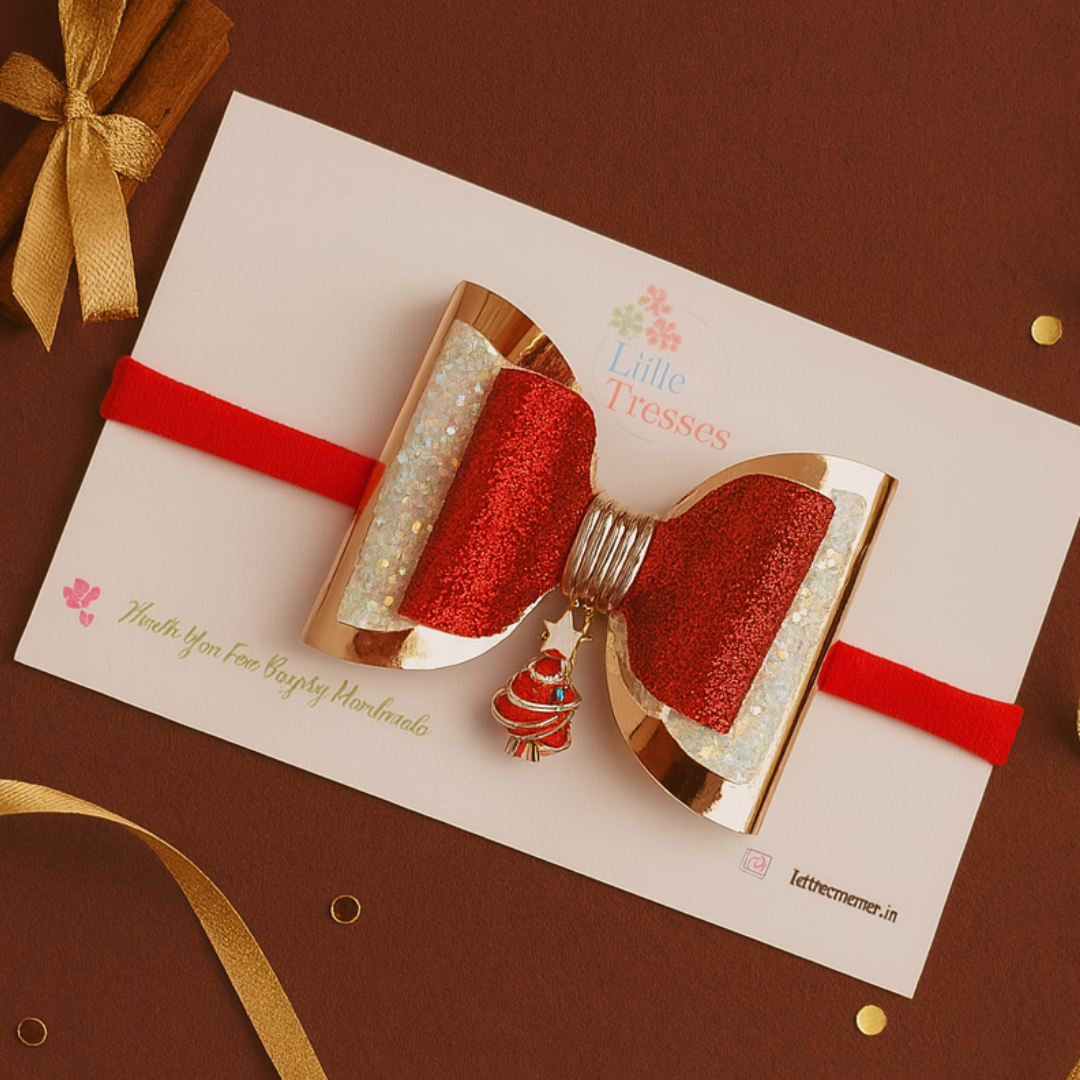 Colorful Christmas Tree Charm Soft Stretchable Headband