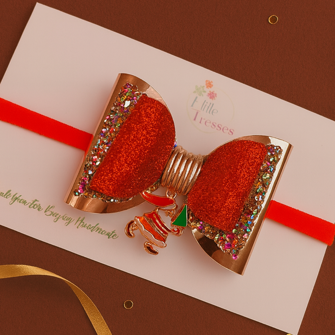 Santa with Christmas Tree Charm Soft Stretchable Headband