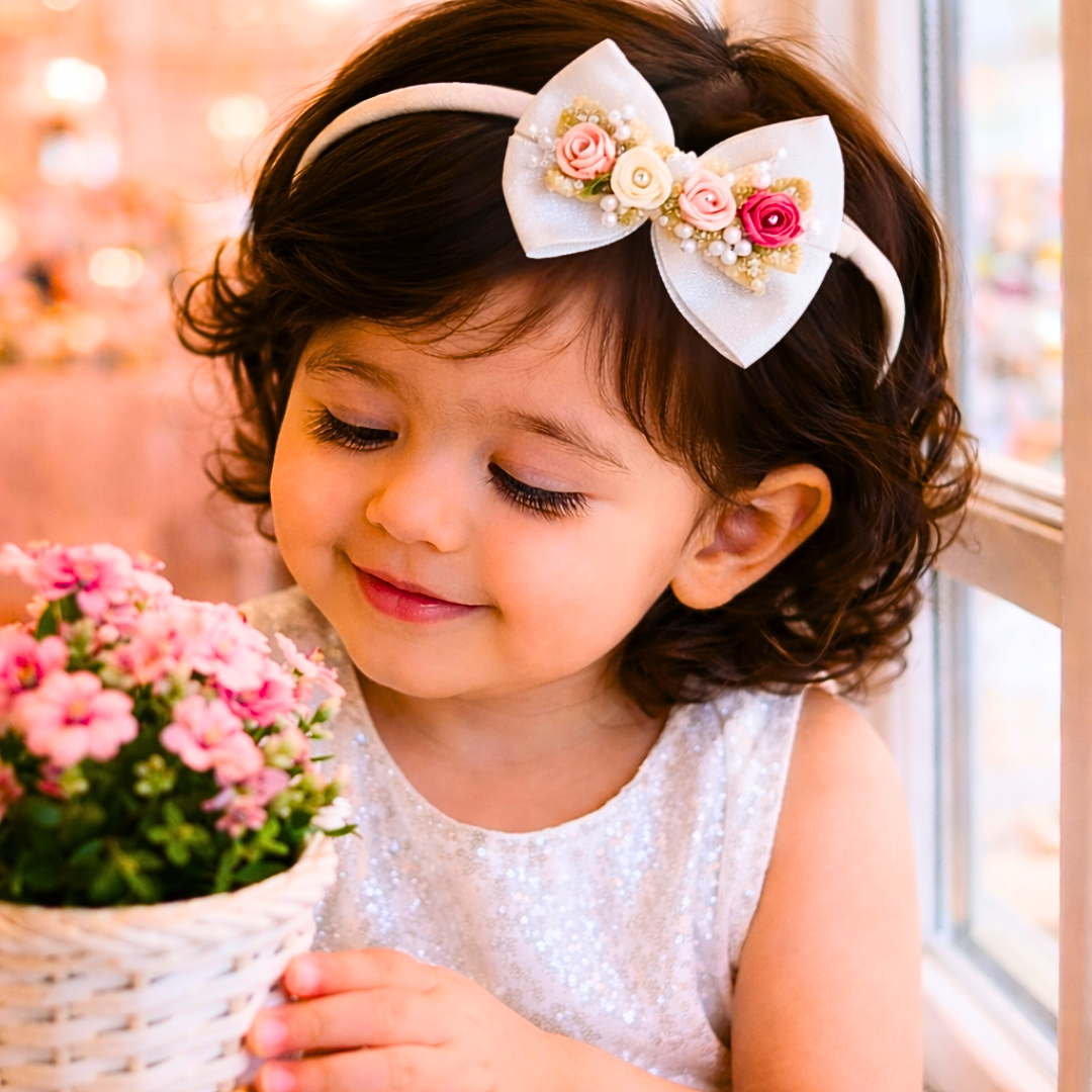 White Gulmohar Festive Soft Headband