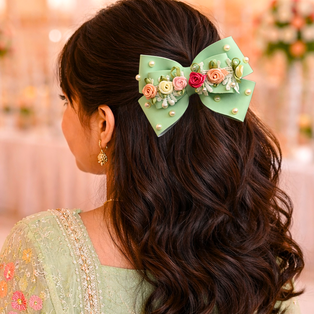 Mint Green Gulmohar Pastel Alligator Clip
