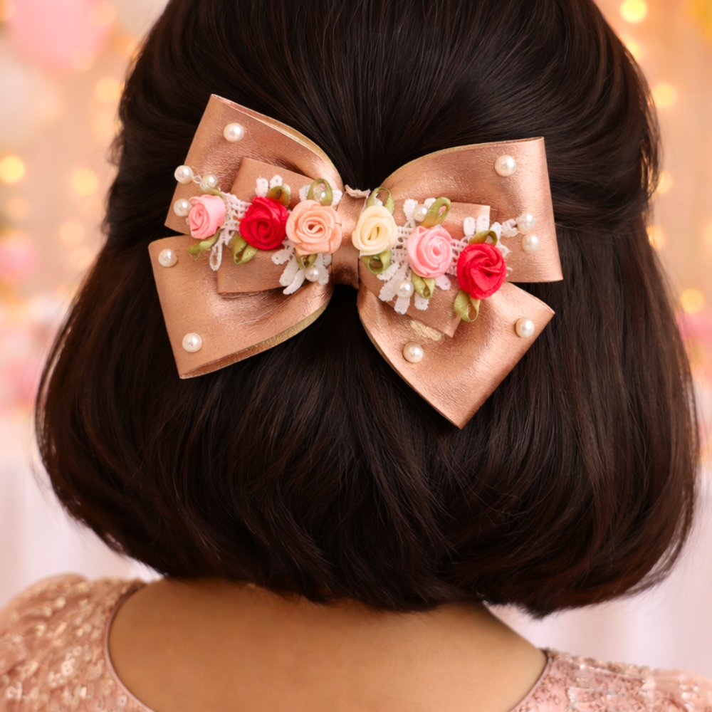 Rose Gold Gulmohar Festive Alligator Clip