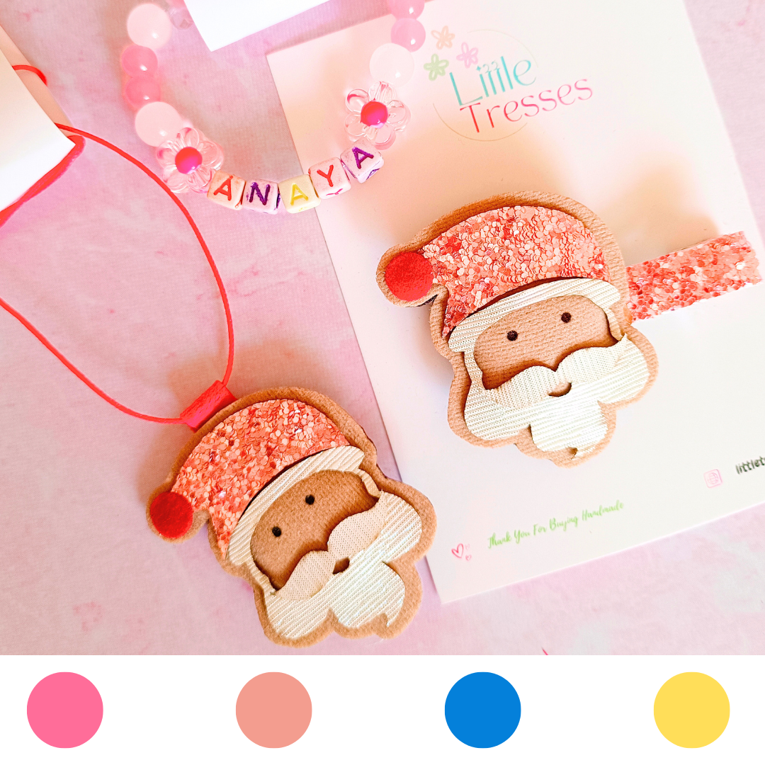 Santa Combo with Personalized Name Bracelet - 4 Colors