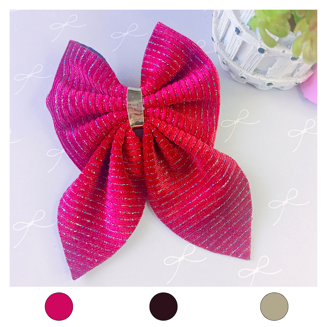 Lil’ Luxe Stripes Piggy Tail Bow Alligator Clip - 3 Colors