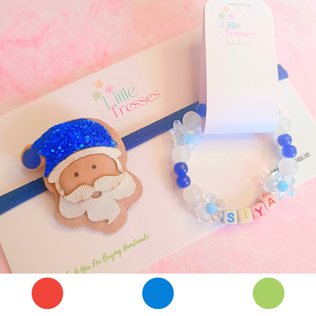 Santa Combo - Soft Headband and Personalized Bracelet