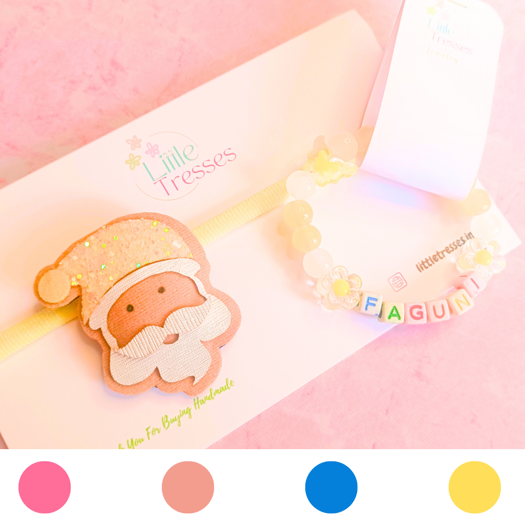 Santa Combo - Soft Headband and Personalized Bracelet