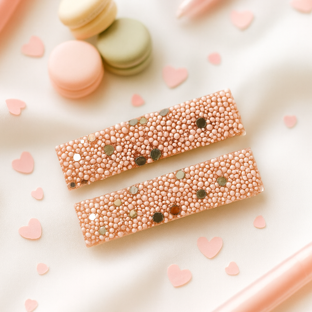Micro Mini Beads Alligator Clips in Light Pink – Handmade Kids Hair Accessory