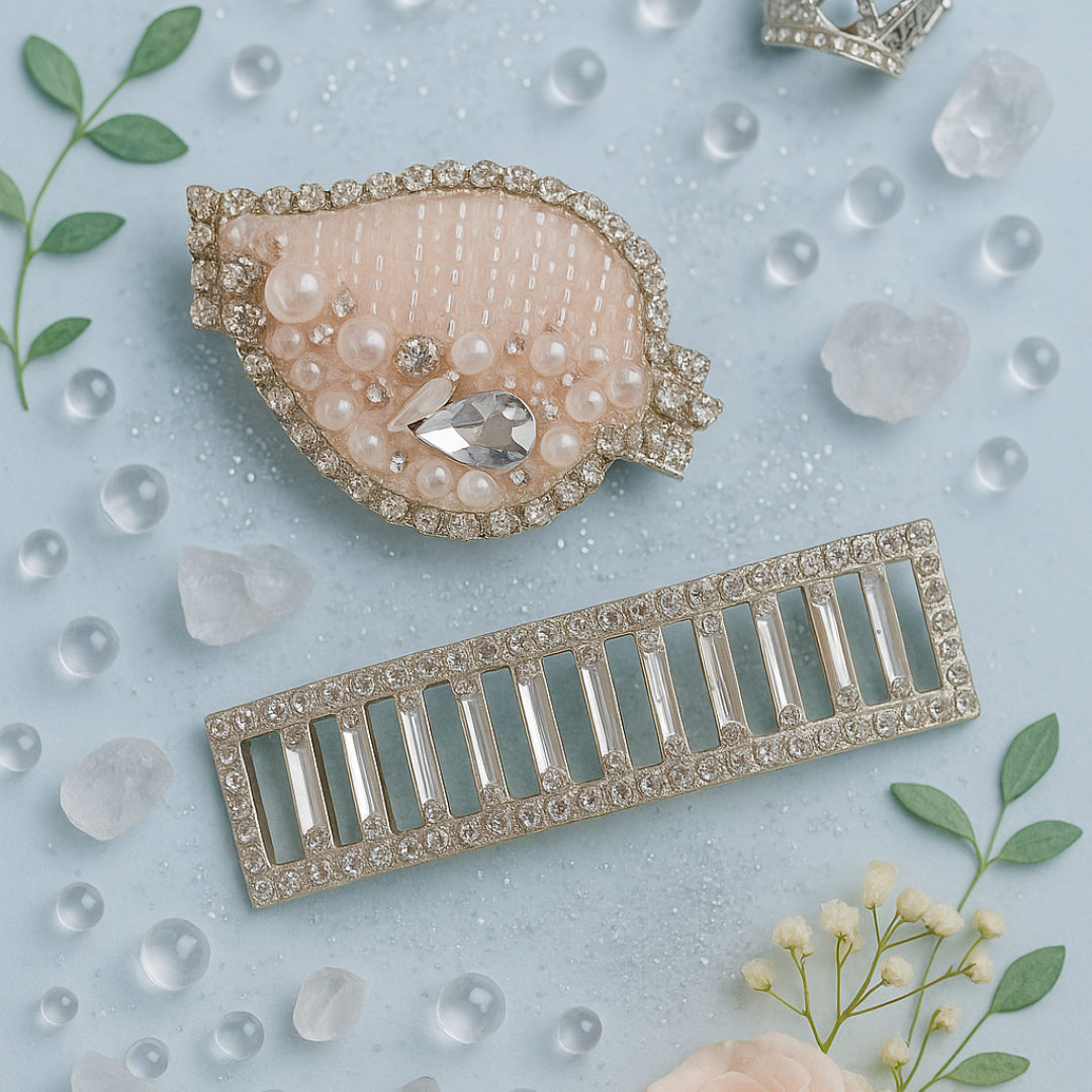 Silver Beaded Alligator Clip Set – Handmade Kids Accessories