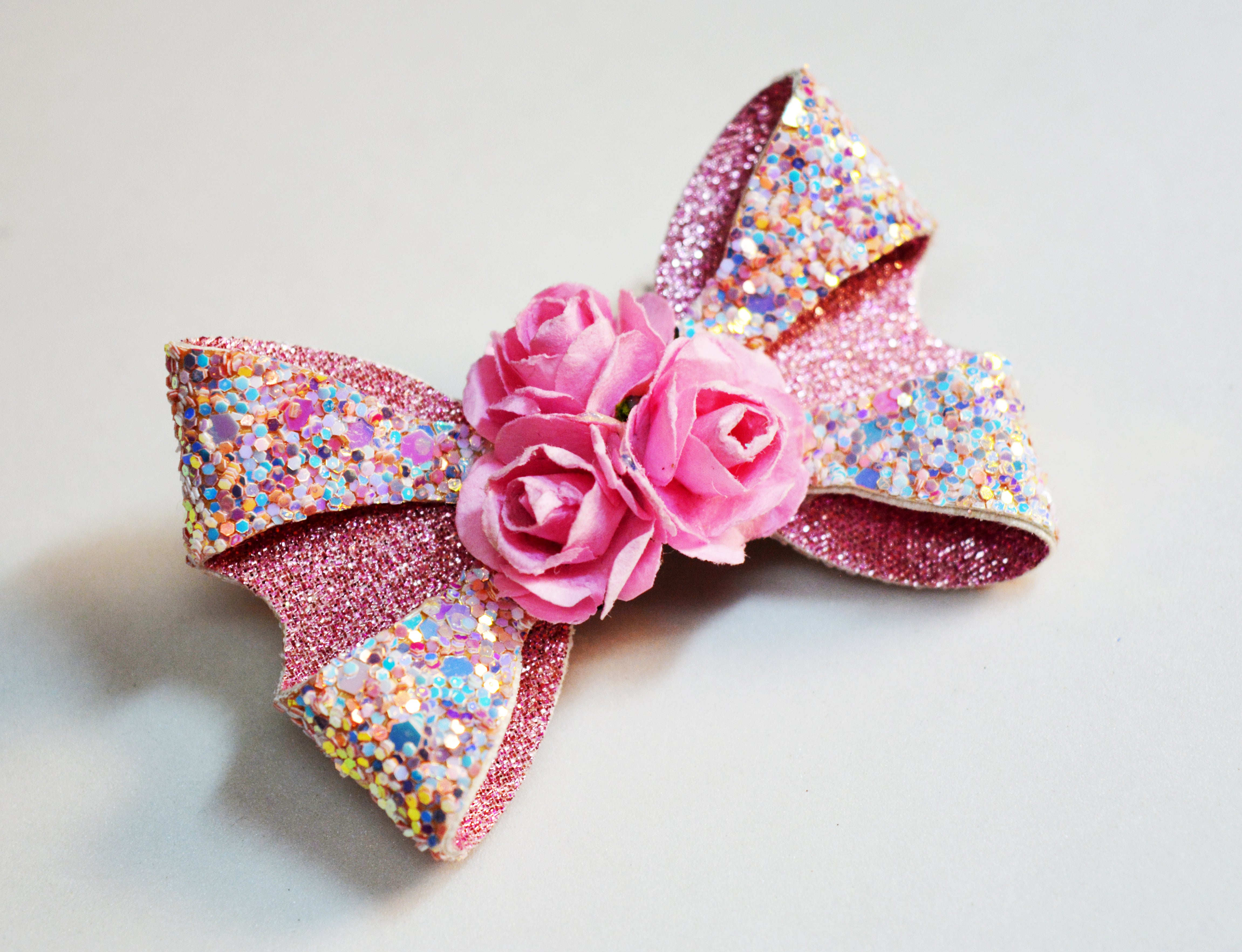 Double Loop Bow Clip - Light Pink