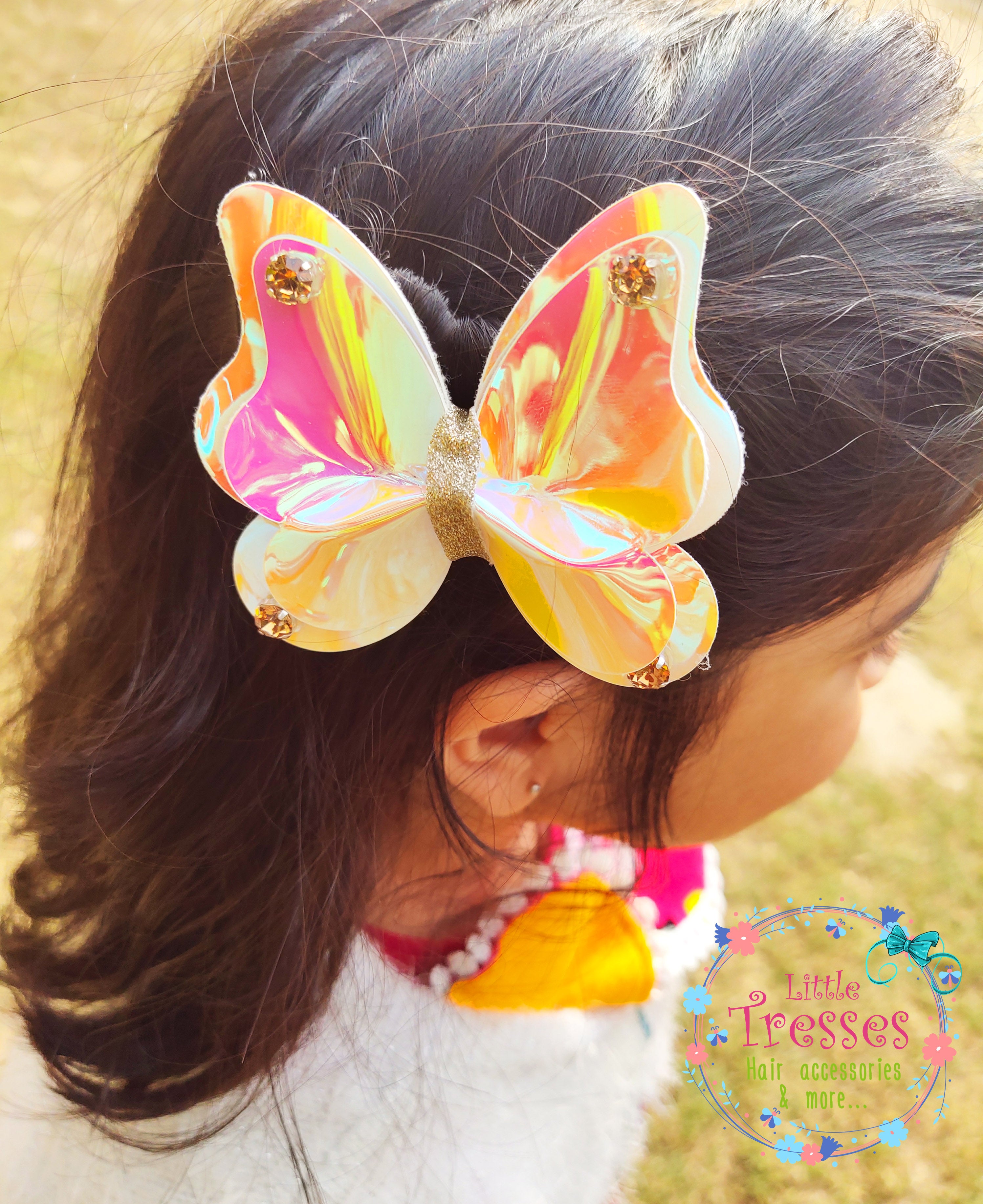 Double Shaded Butterfly Clip - Peach Tone