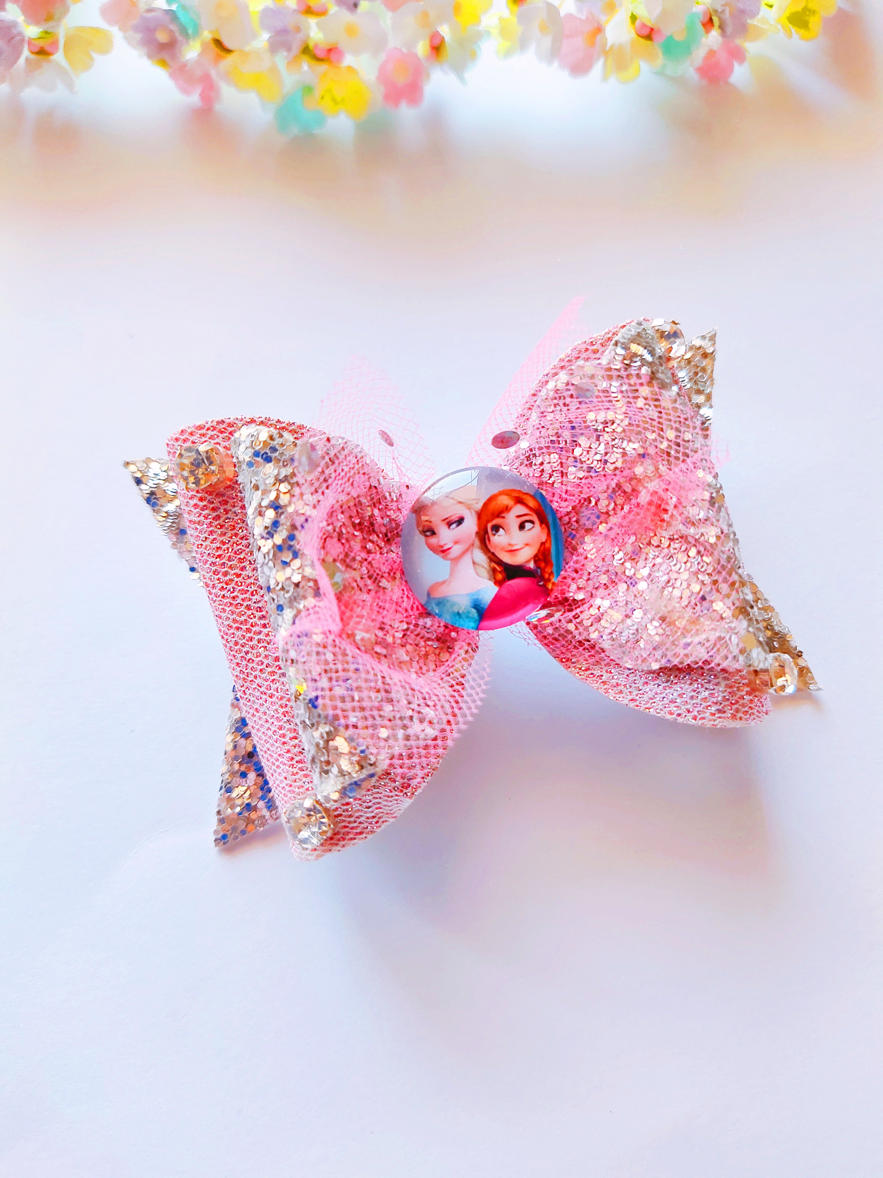 Princess Bow - Pink & Silver