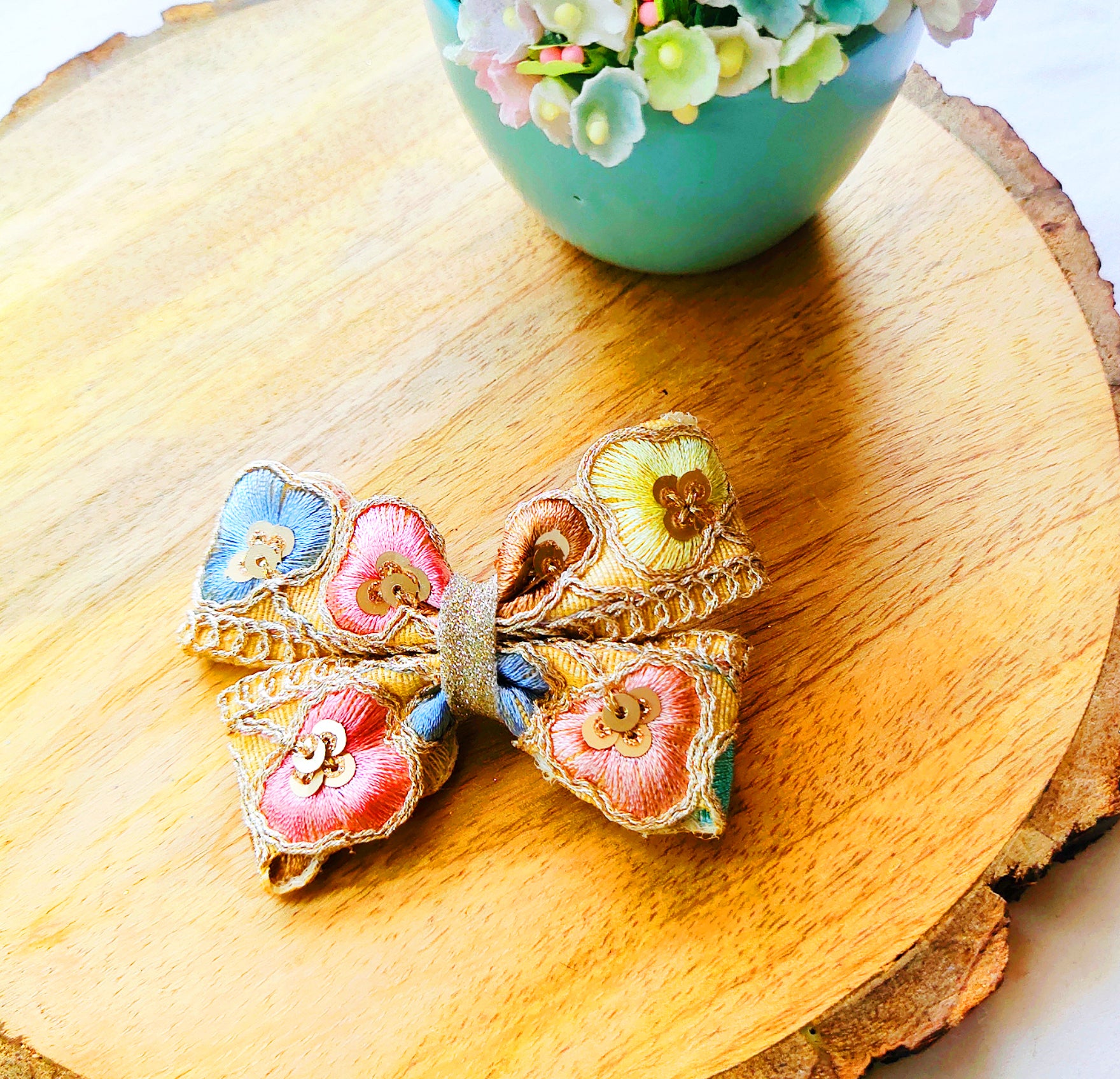 Big Ethnic Bow Clip - Light Shades