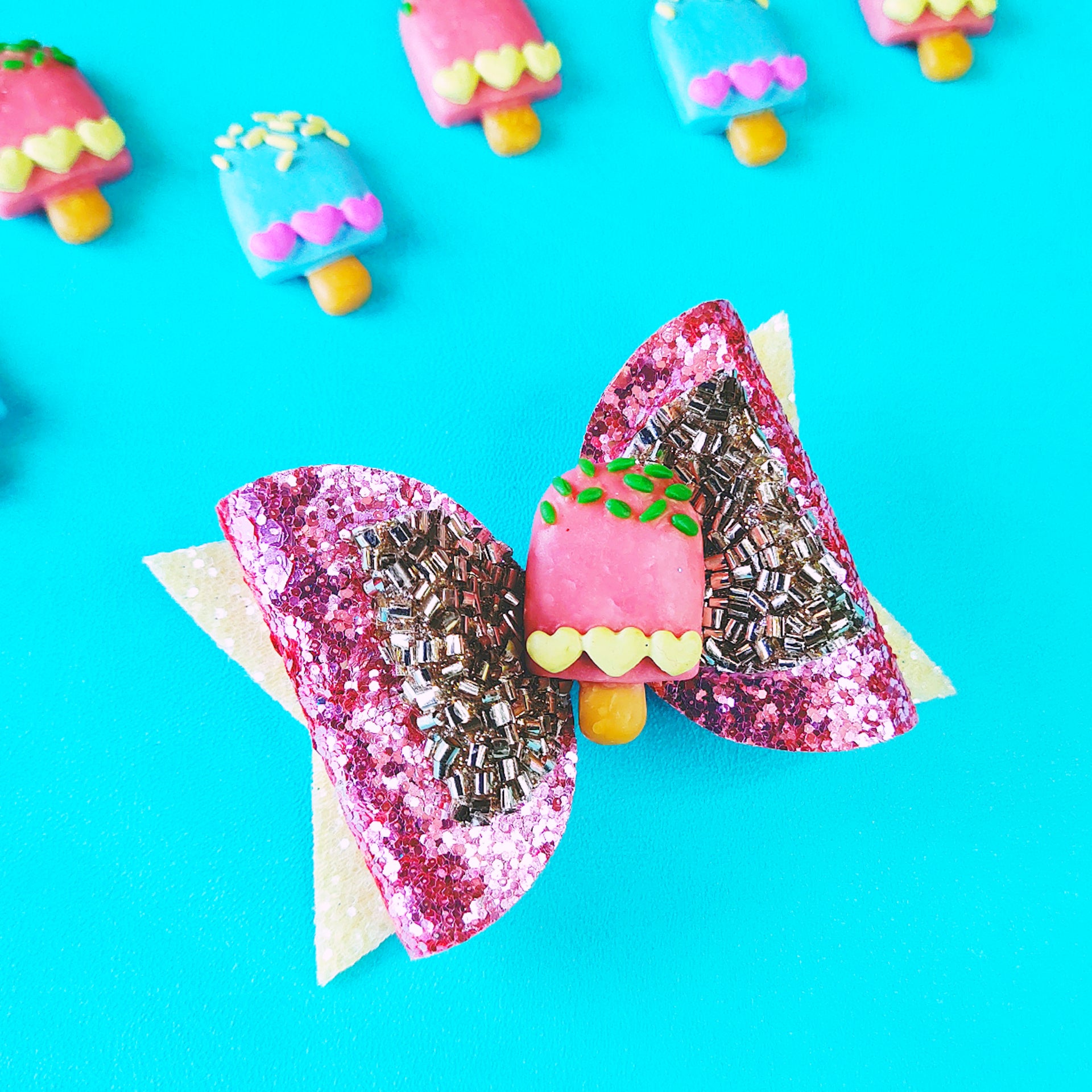 Popsicle Bow Clip - Pink