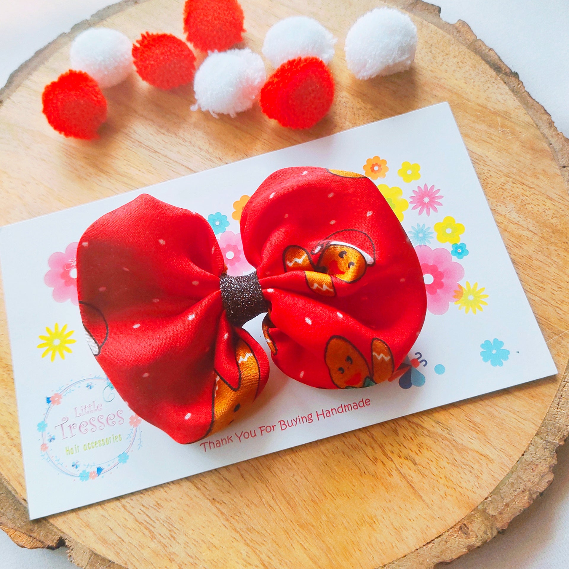 Gingerbread Balloon Bow Clip