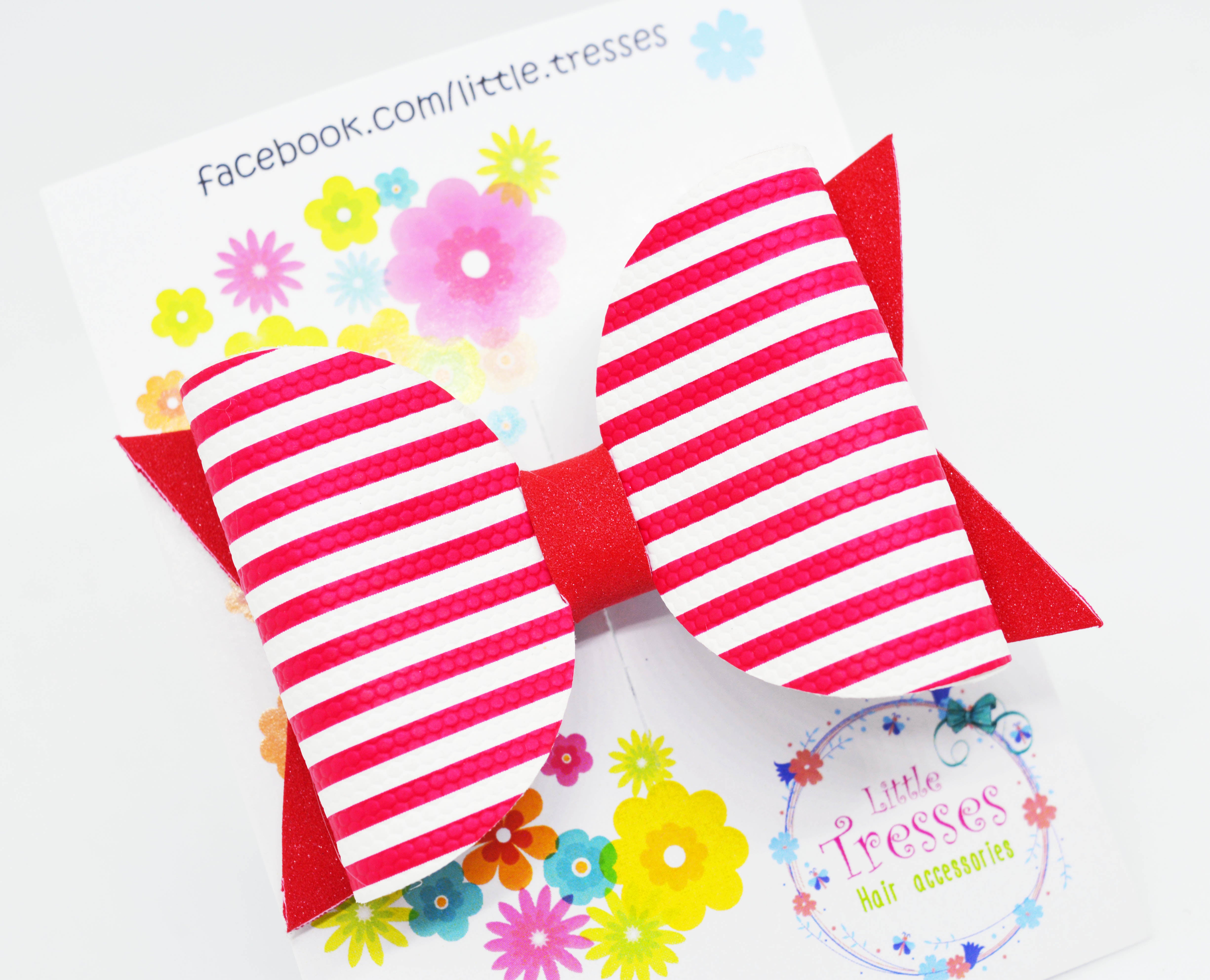 Bow with Arrow Clip - Red & White Stripes