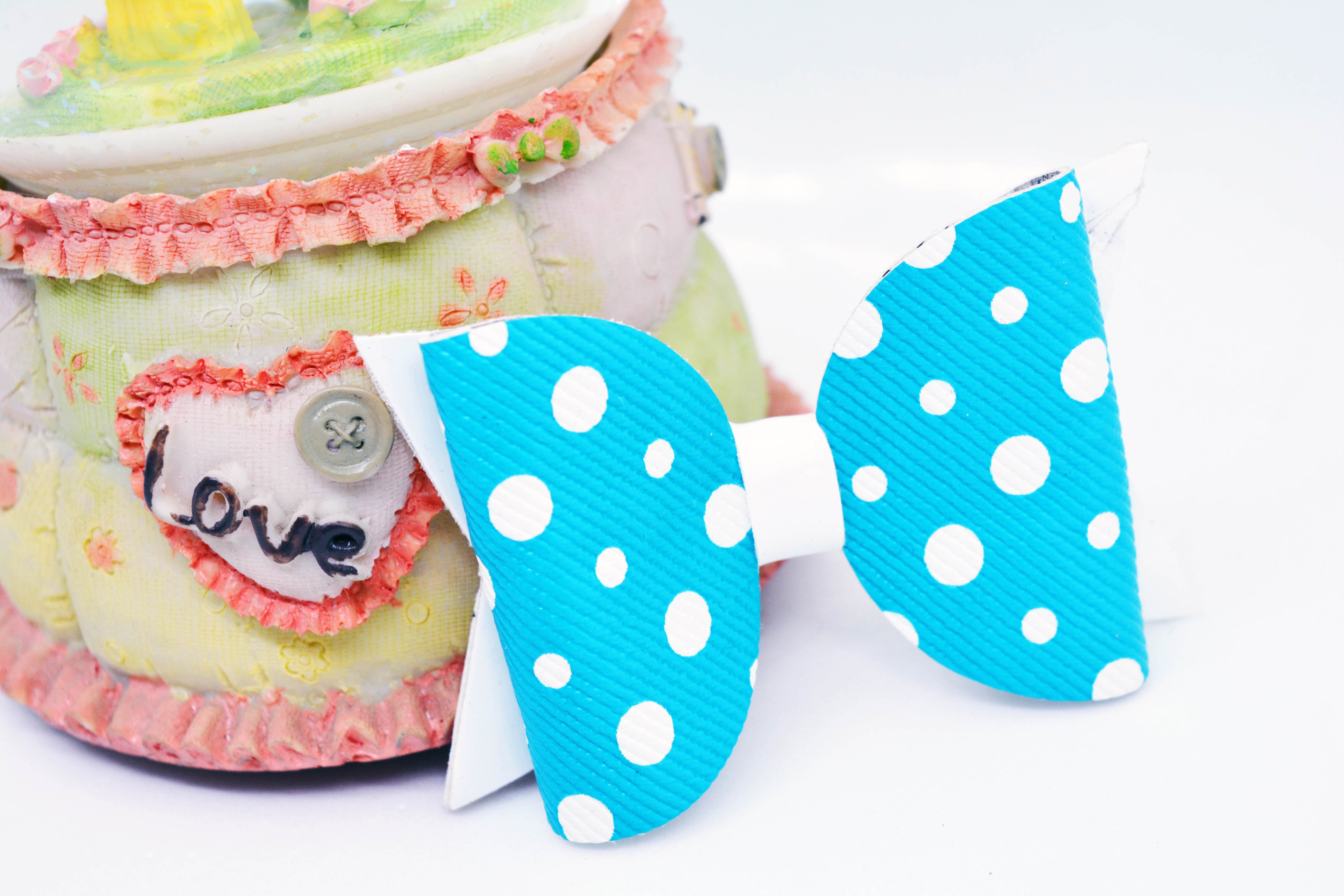 Bow with Arrow Clip - Blue Polka