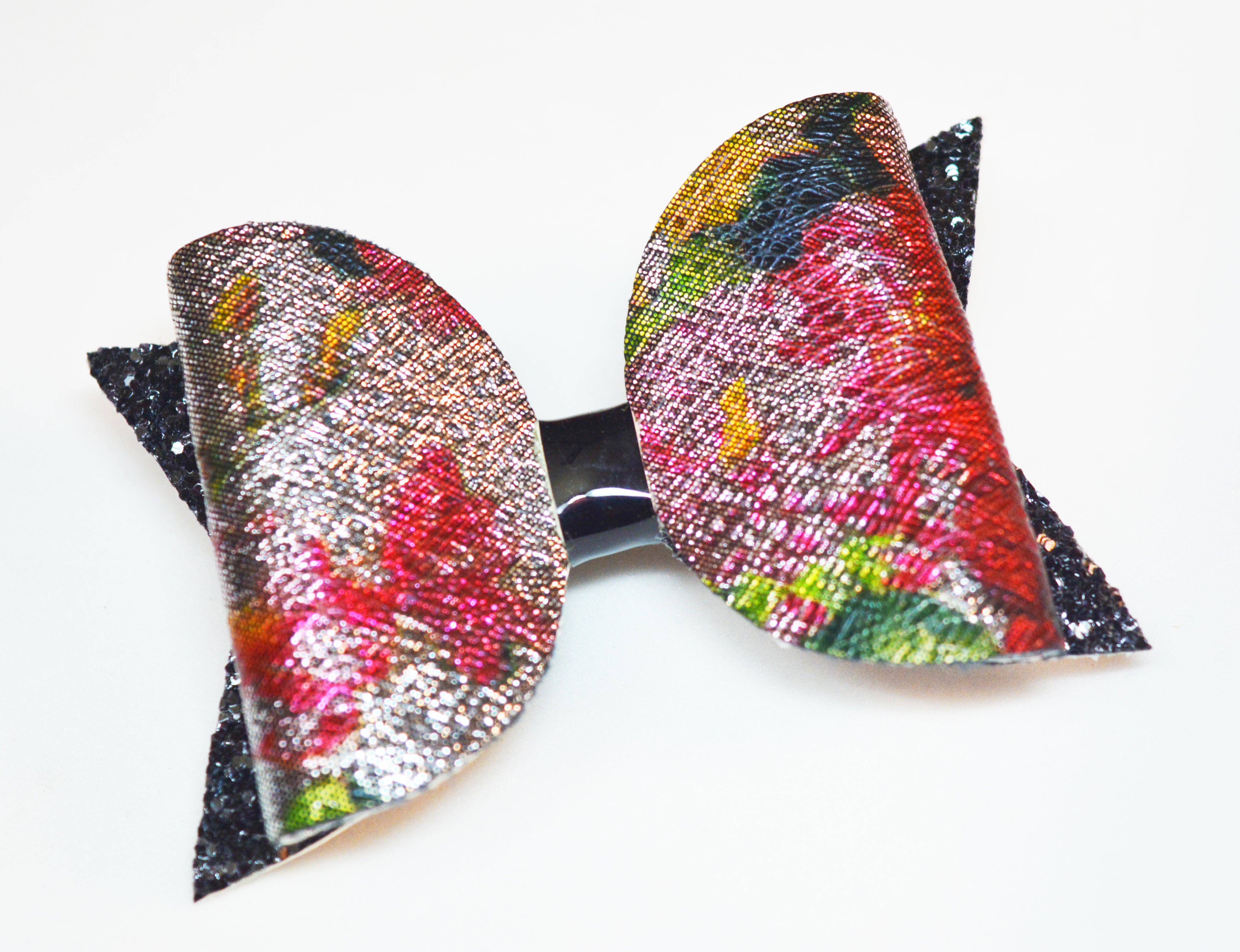 Bow with Arrow Clip - European Flower Black