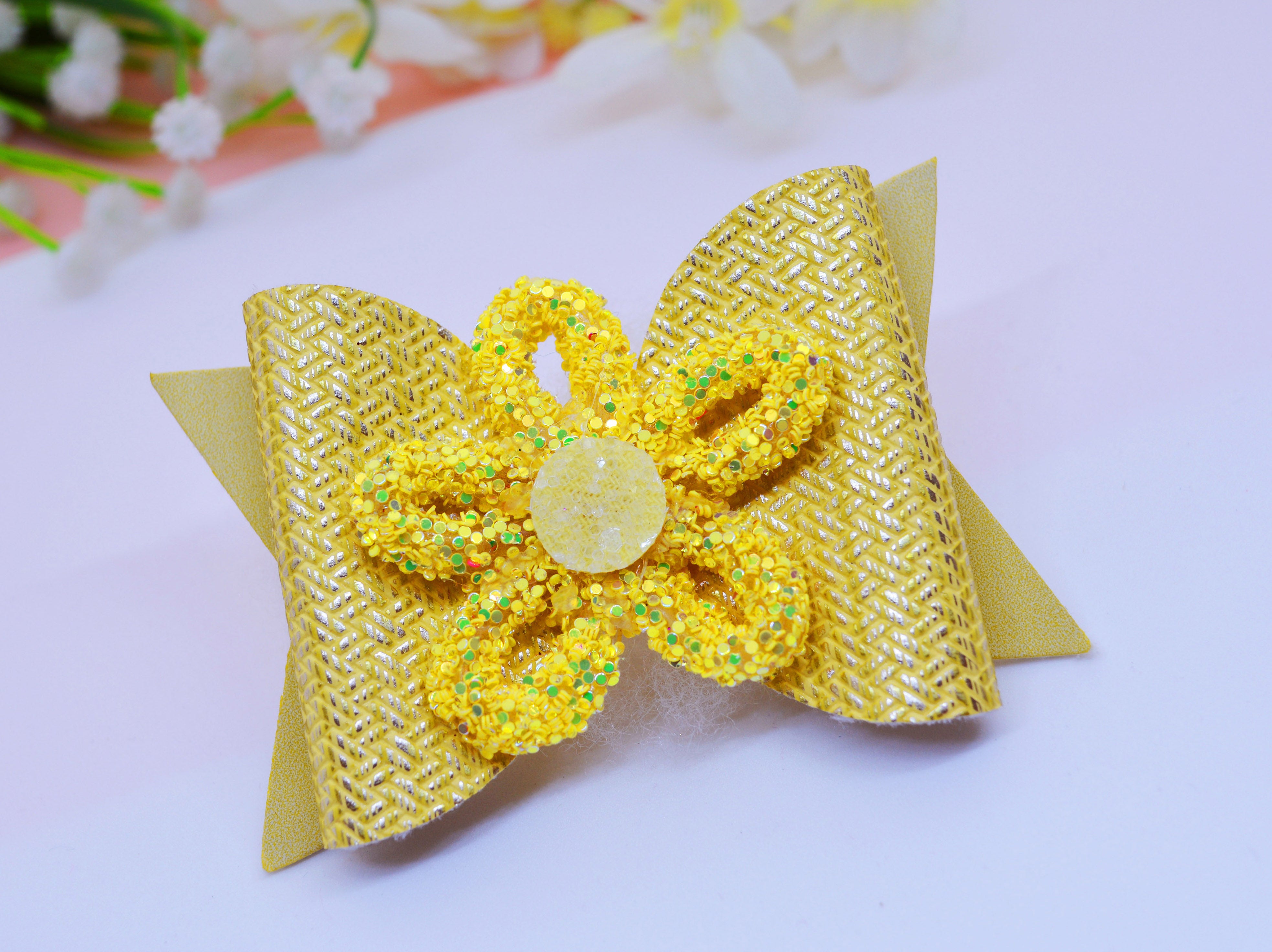 Loopy Flower Bow Clip - Yellow