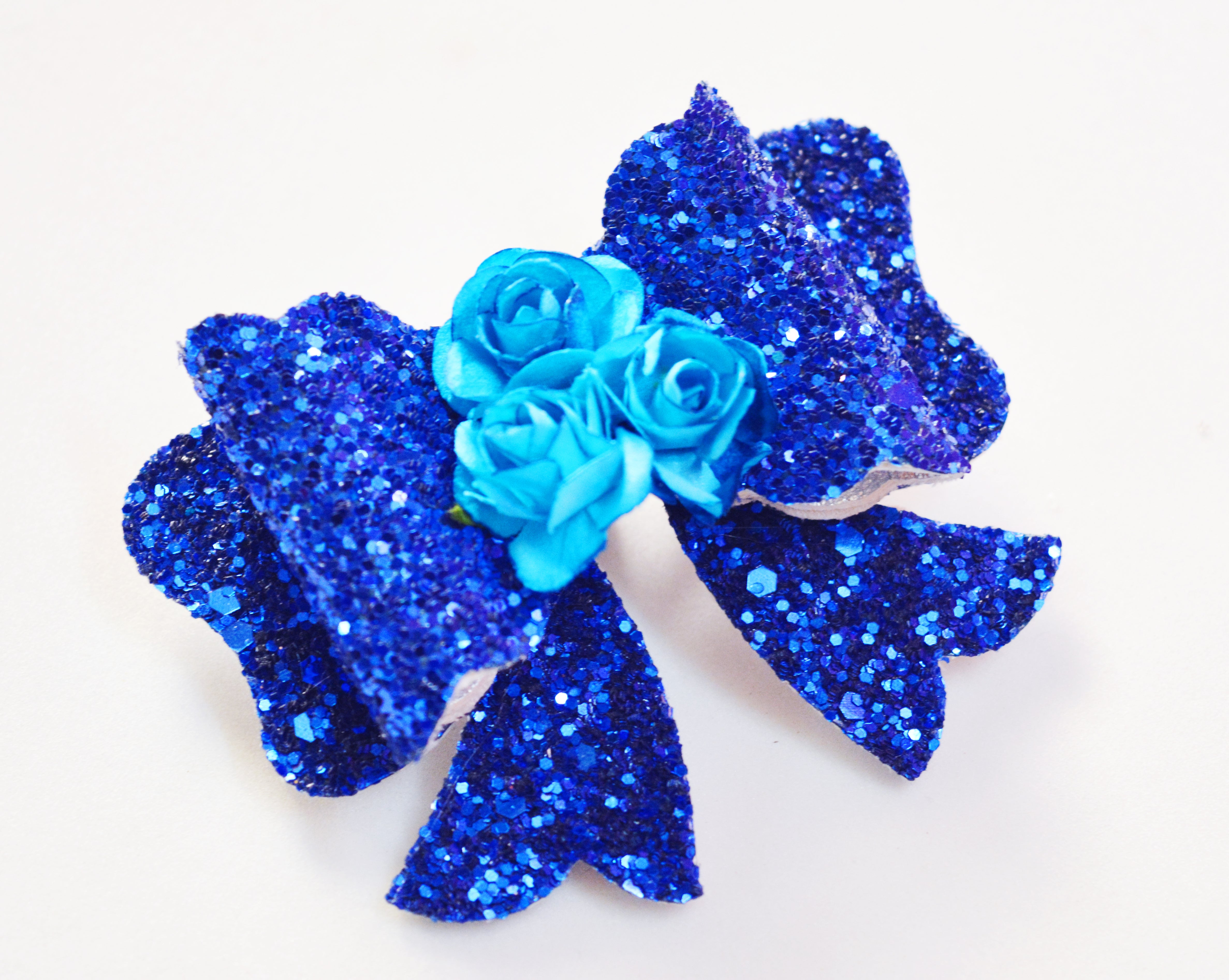 Scalloped Bow Clip - Dark Blue