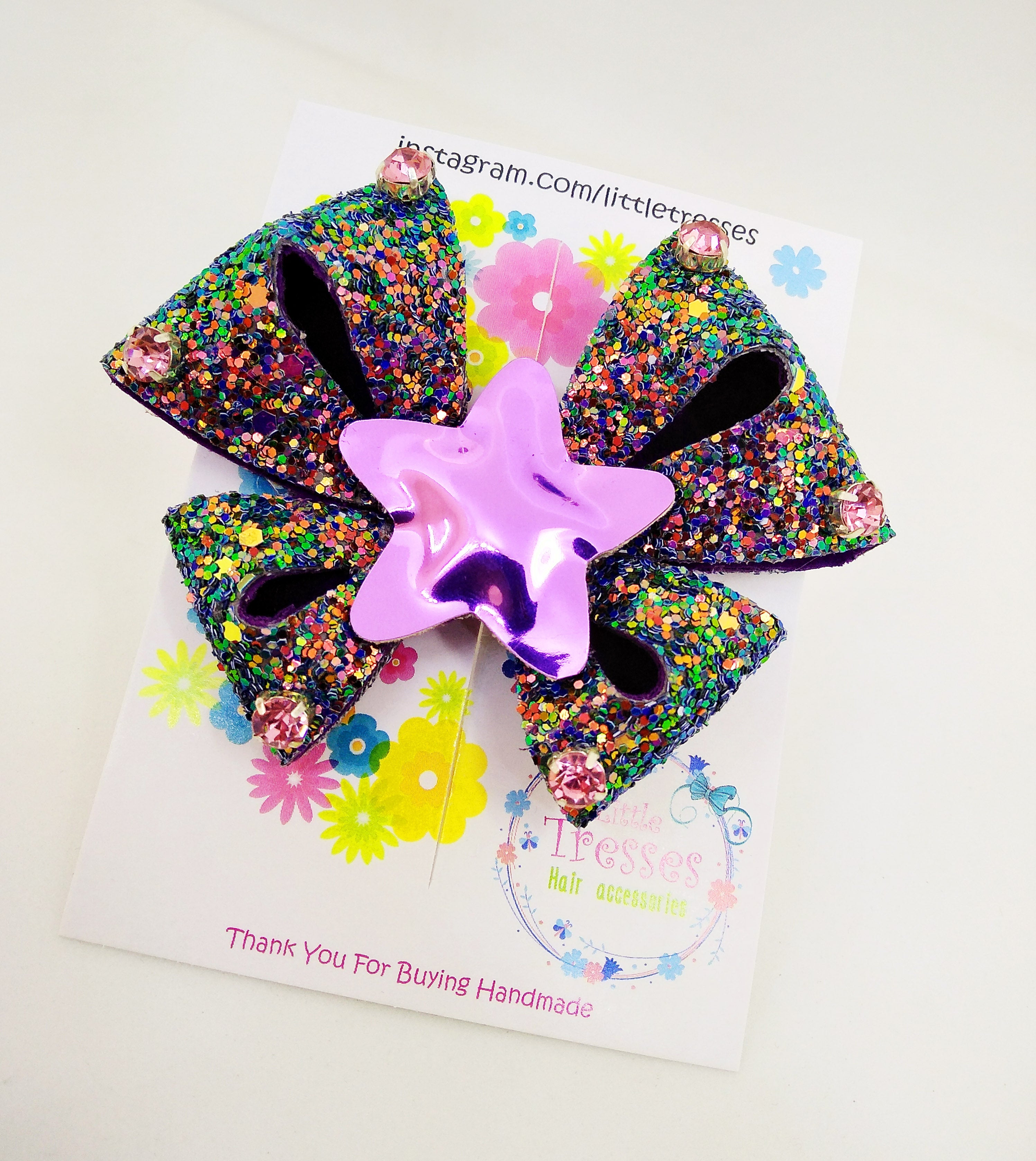 Purple Butterfly Bow Alligator Clip