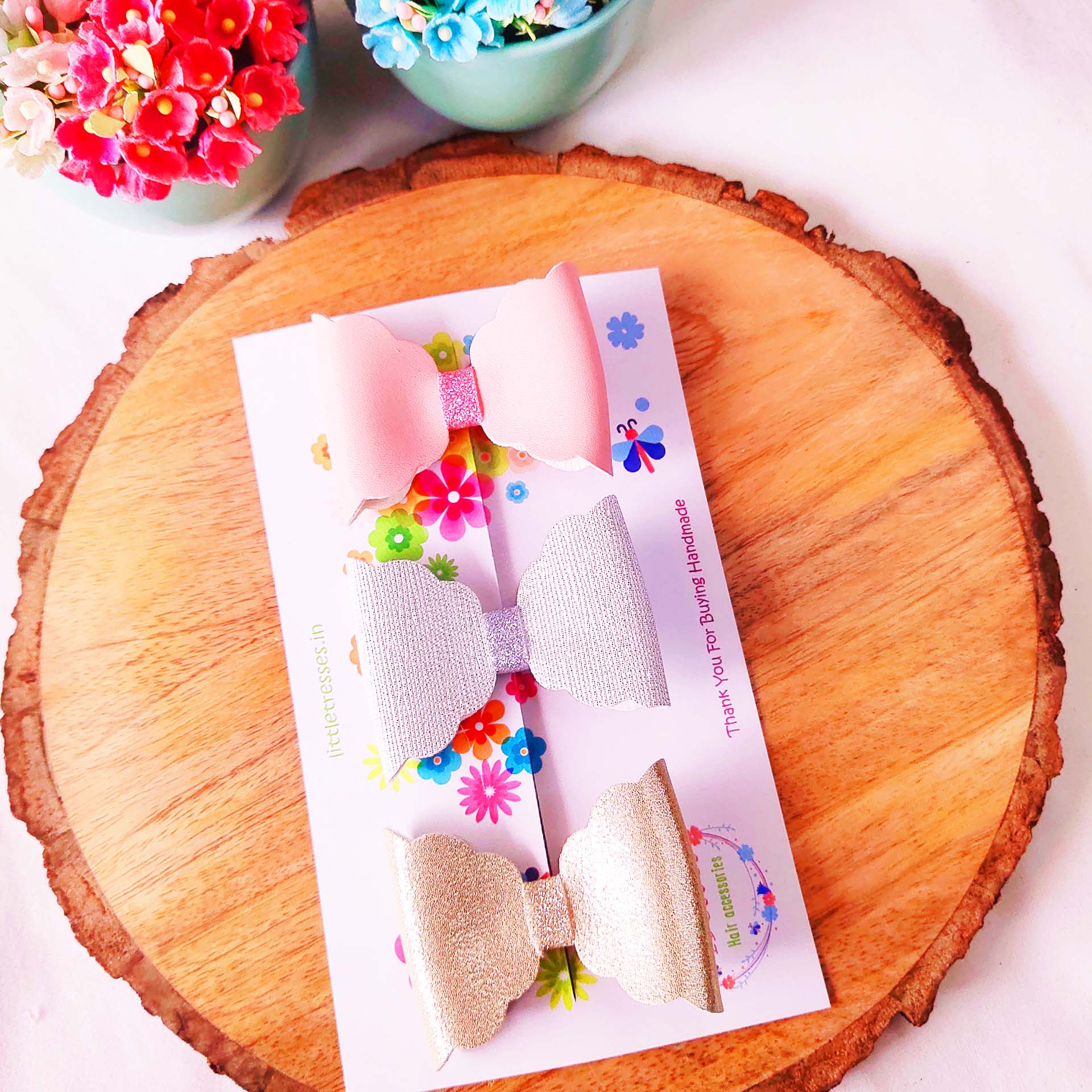 Combo of 3 Scalloped Bow Alligator Clip - Style 4