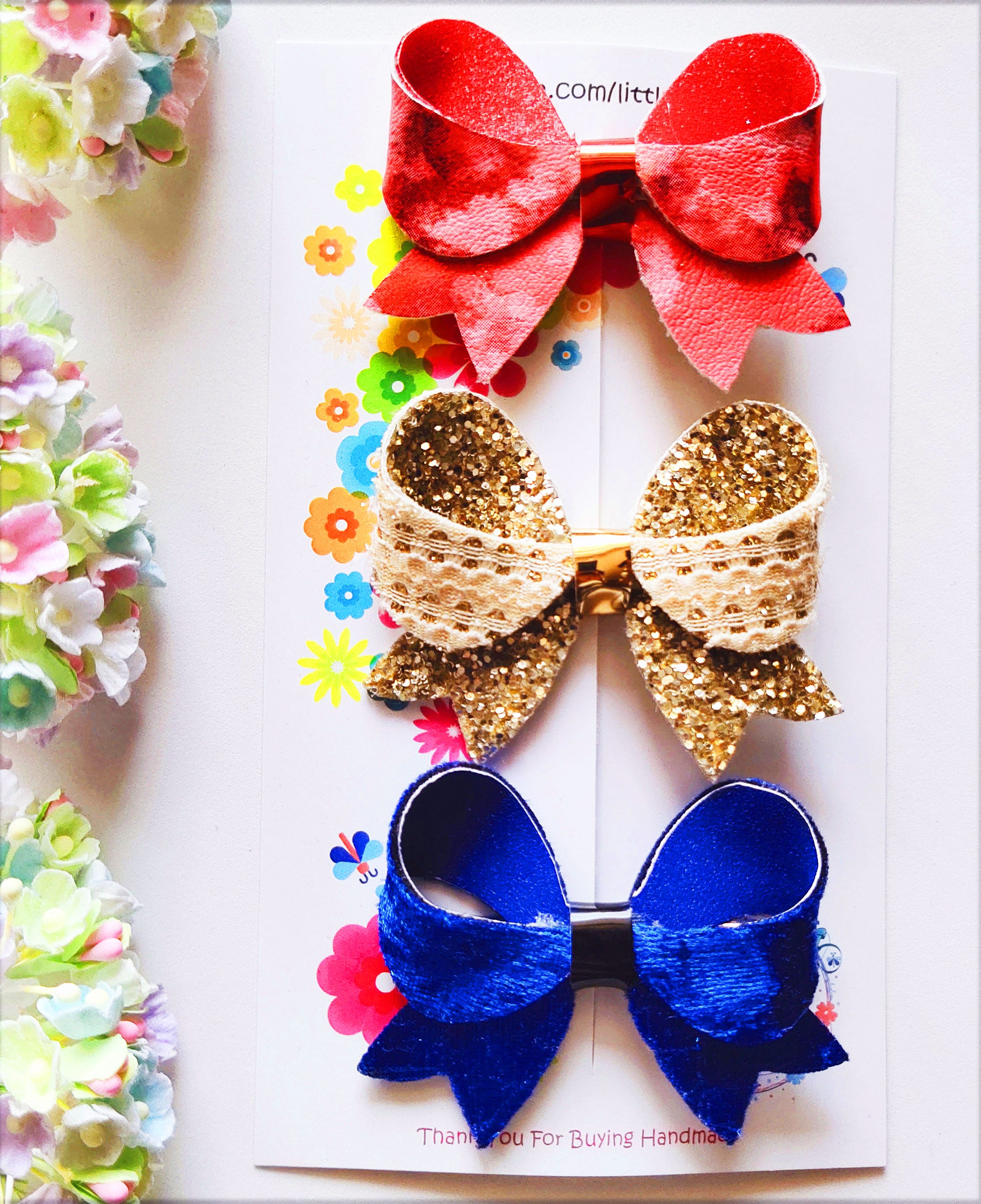 Style 3 Combo of 3 Designer Loopy Bows Alligator Clips