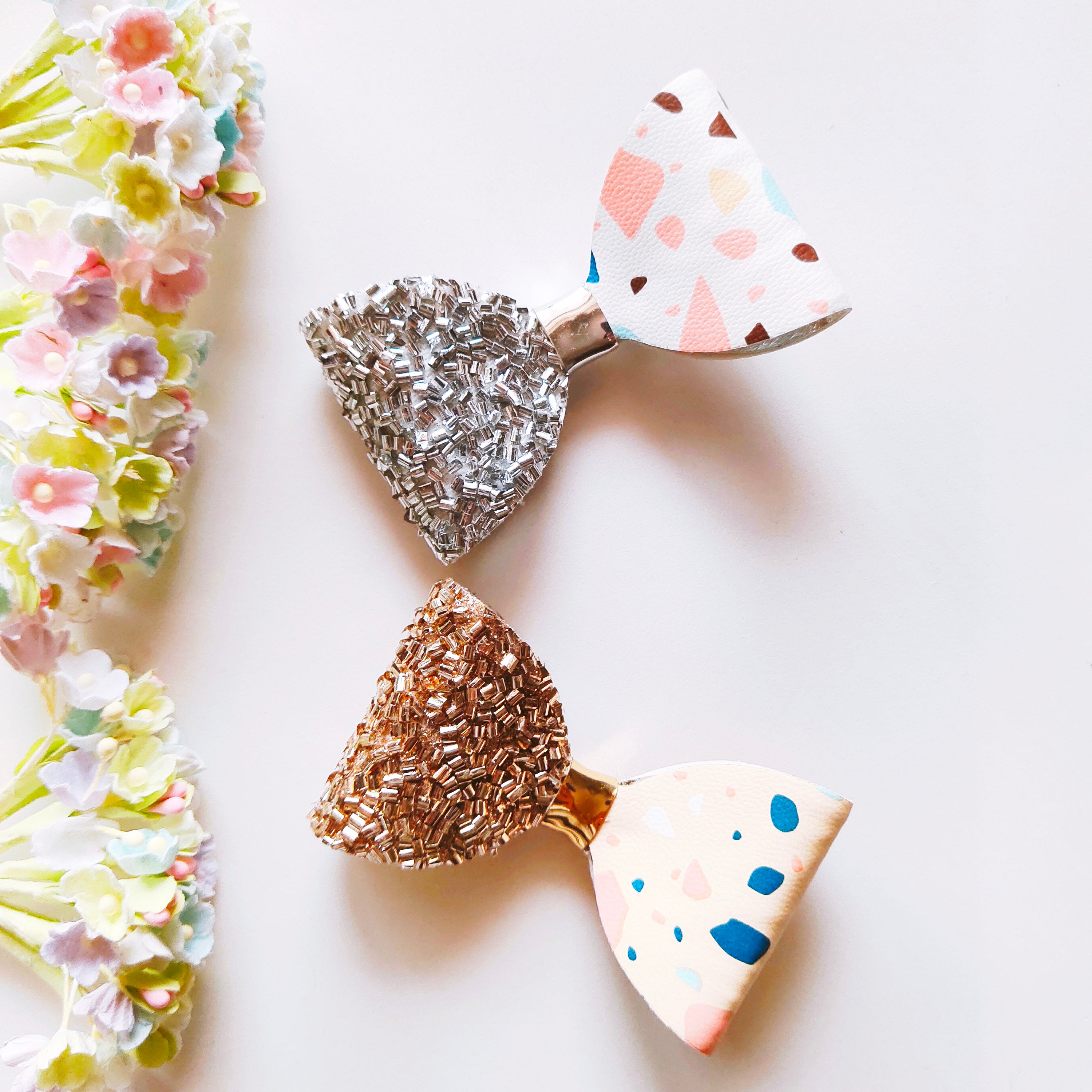 Combo of 2 dual tone Alligator Clips - Silver & Rose Gold