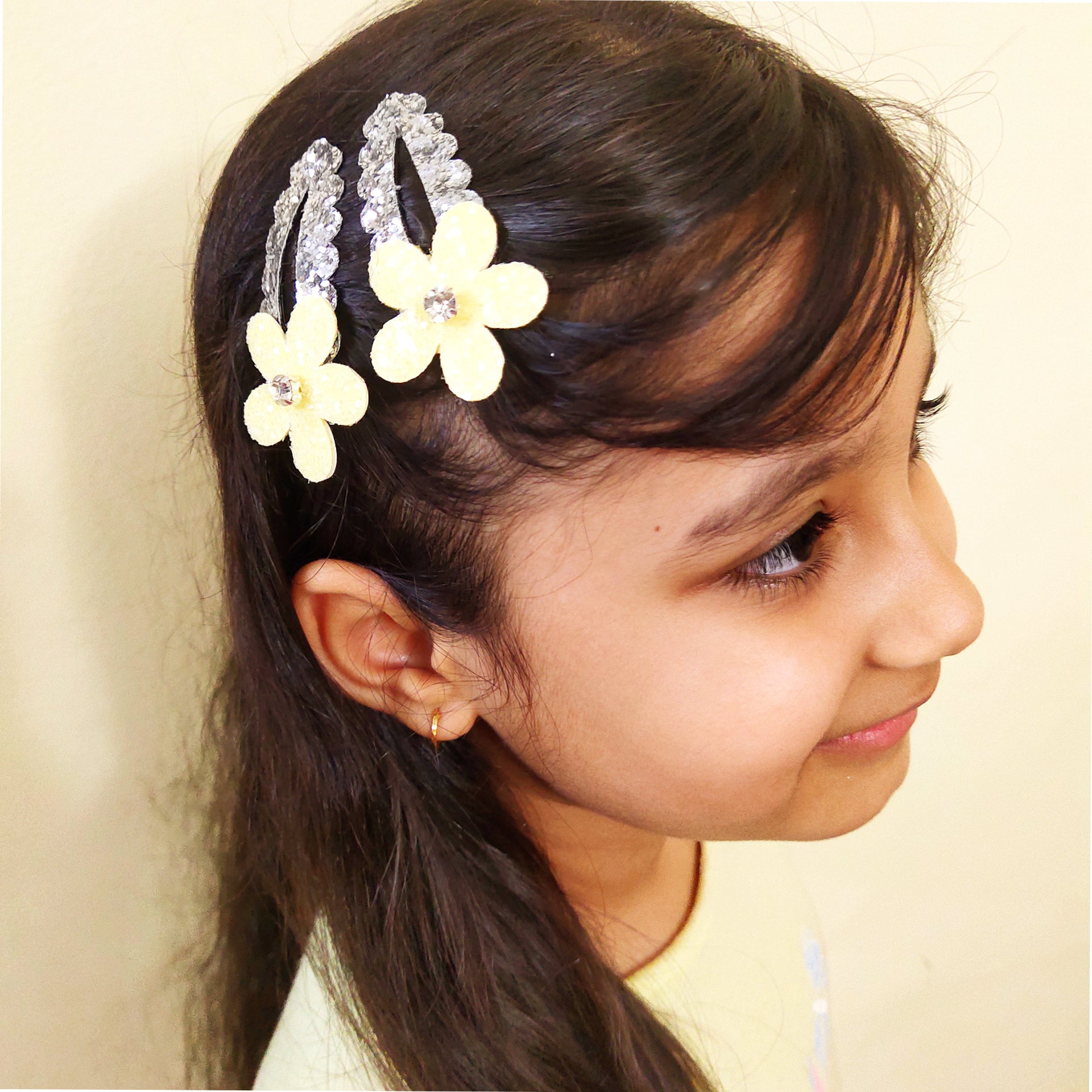 Flower SnapOn Clip Pair - Yellow