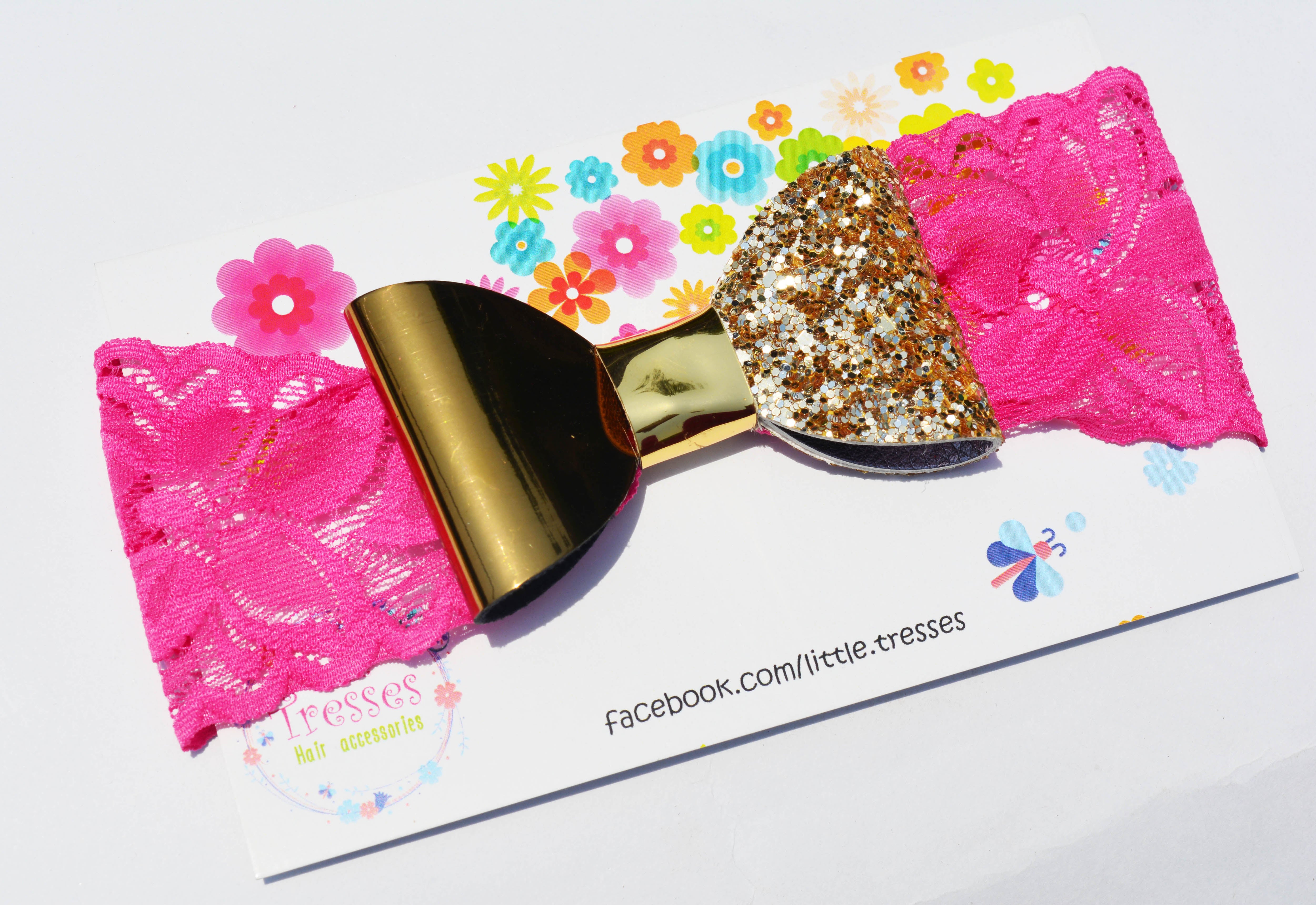 Double Tone Bow Broad Soft Band - Dark Pink & Golden