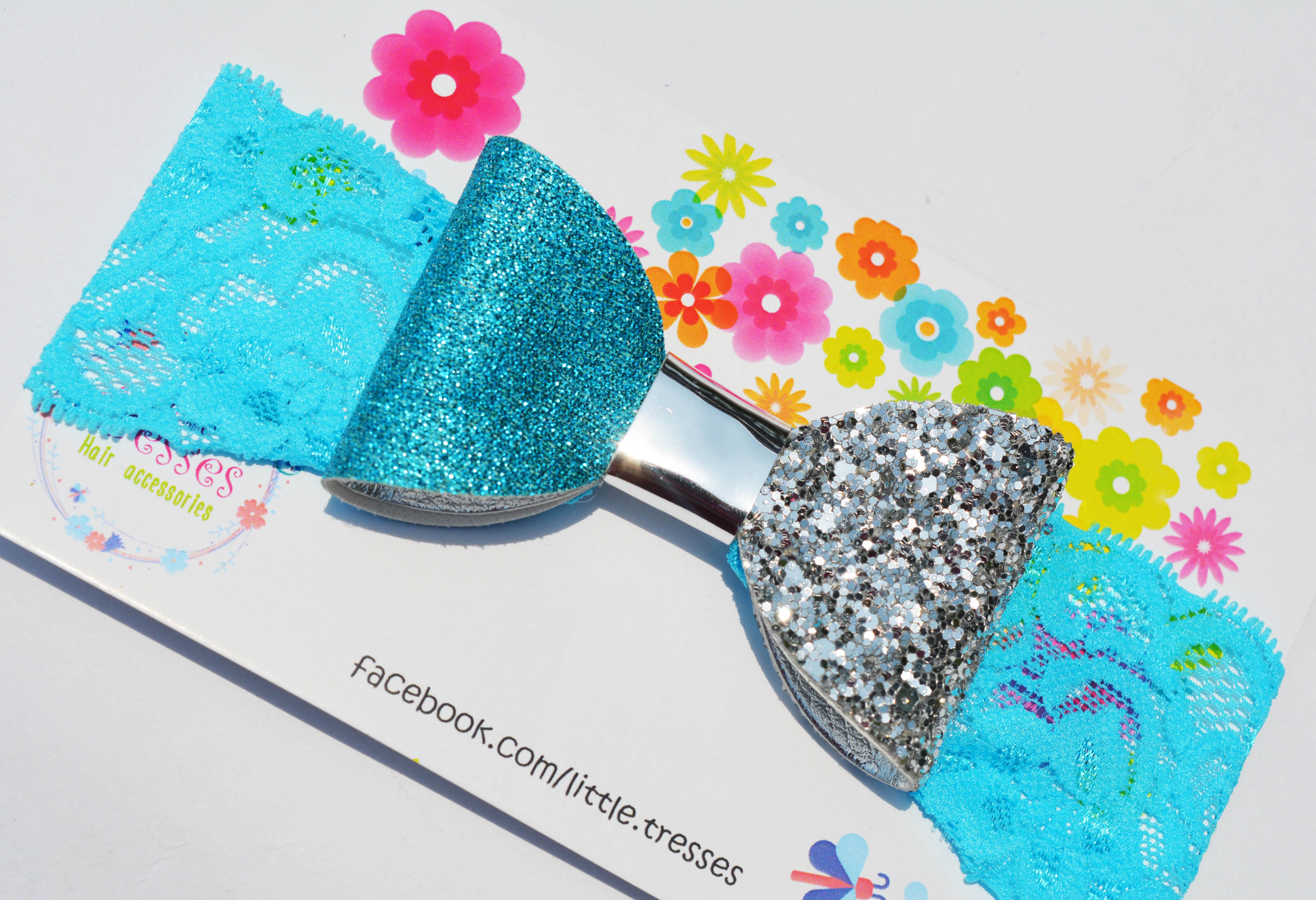 Double Tone Bow Broad Soft Band - Blue & Silver