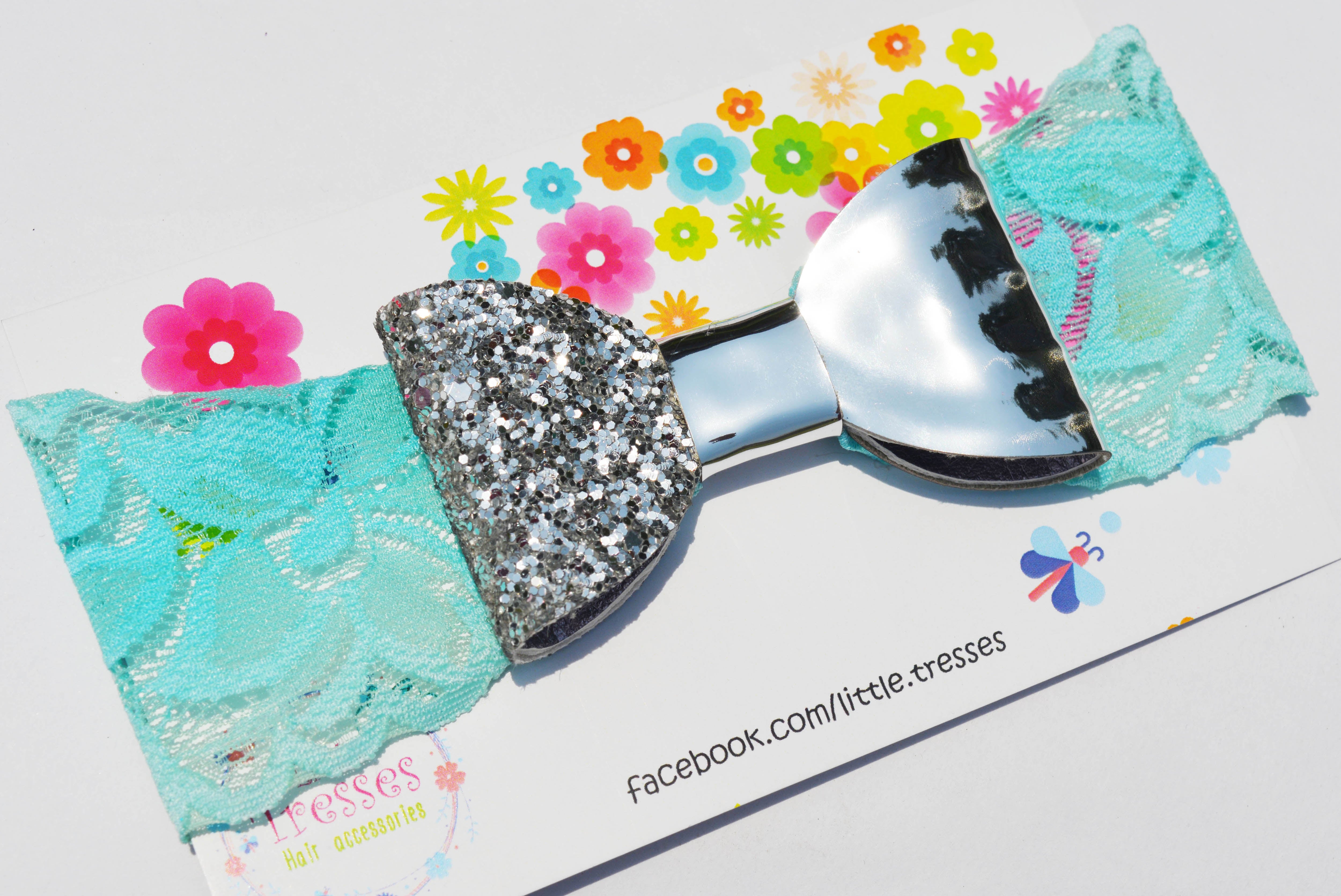 Double Tone Bow Broad Soft Band - Mint Green & Silver