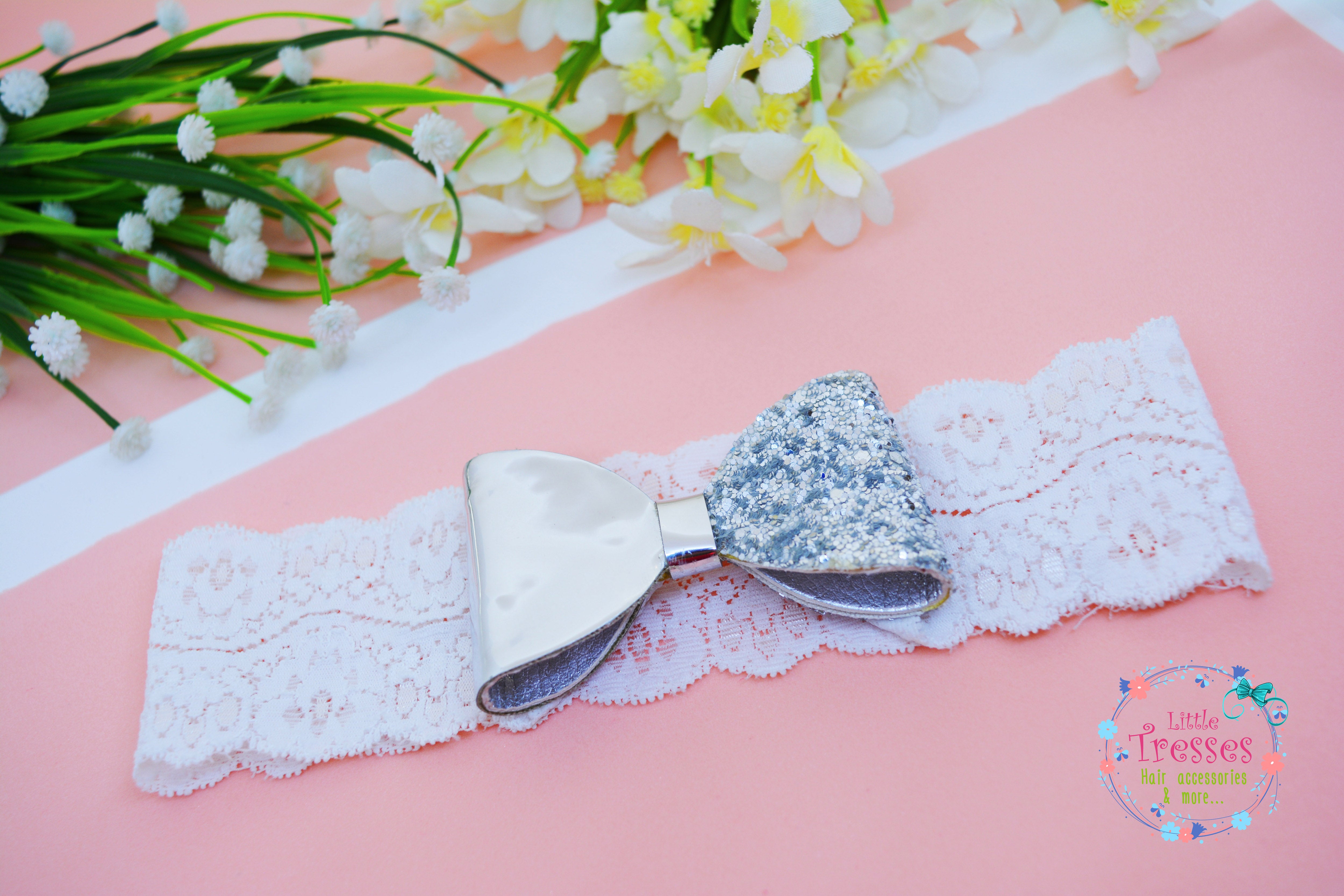 Double Tone Bow Broad Soft Band - Silver