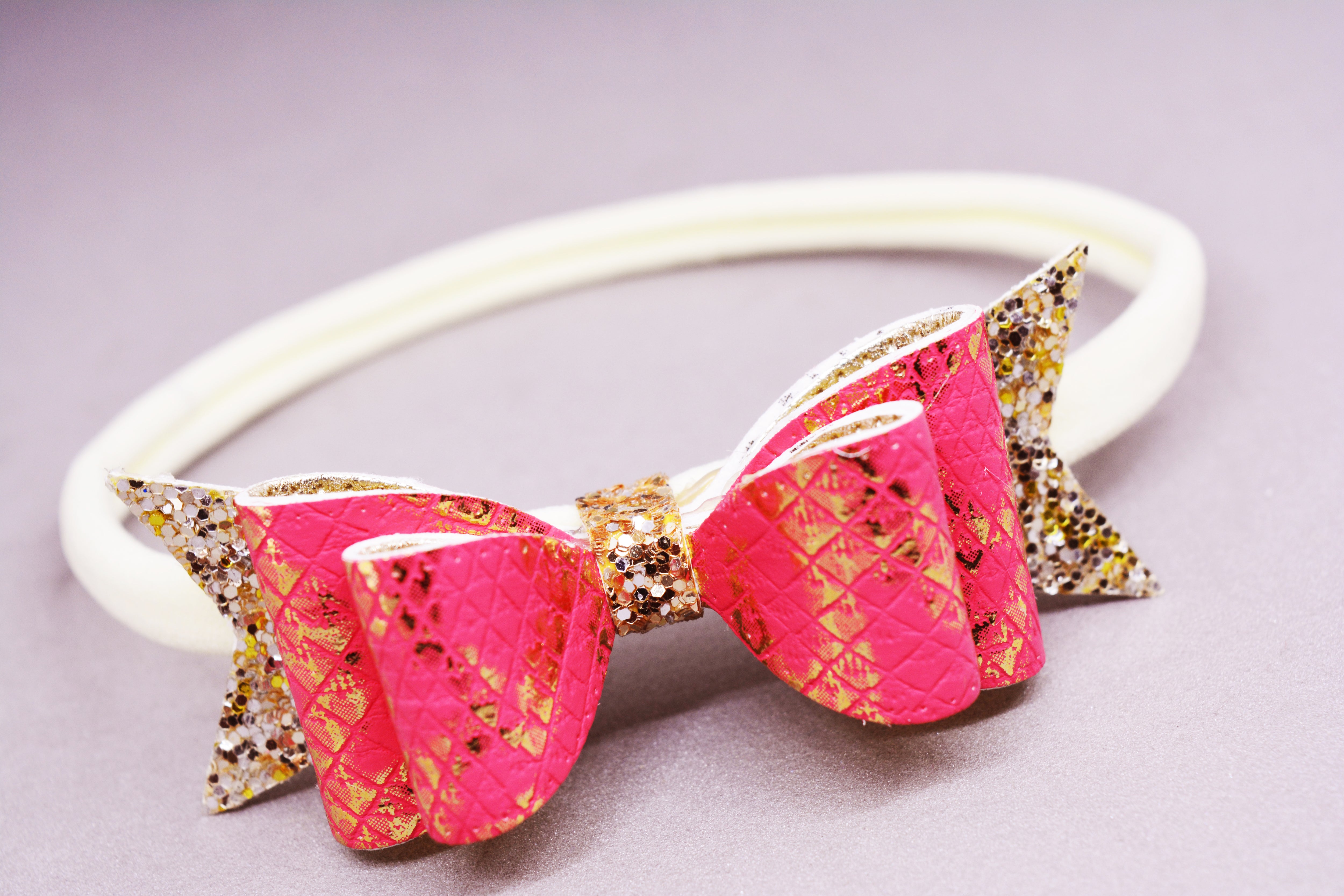 Shimmer Bow with Arrow Soft Stretchable Headband - Red