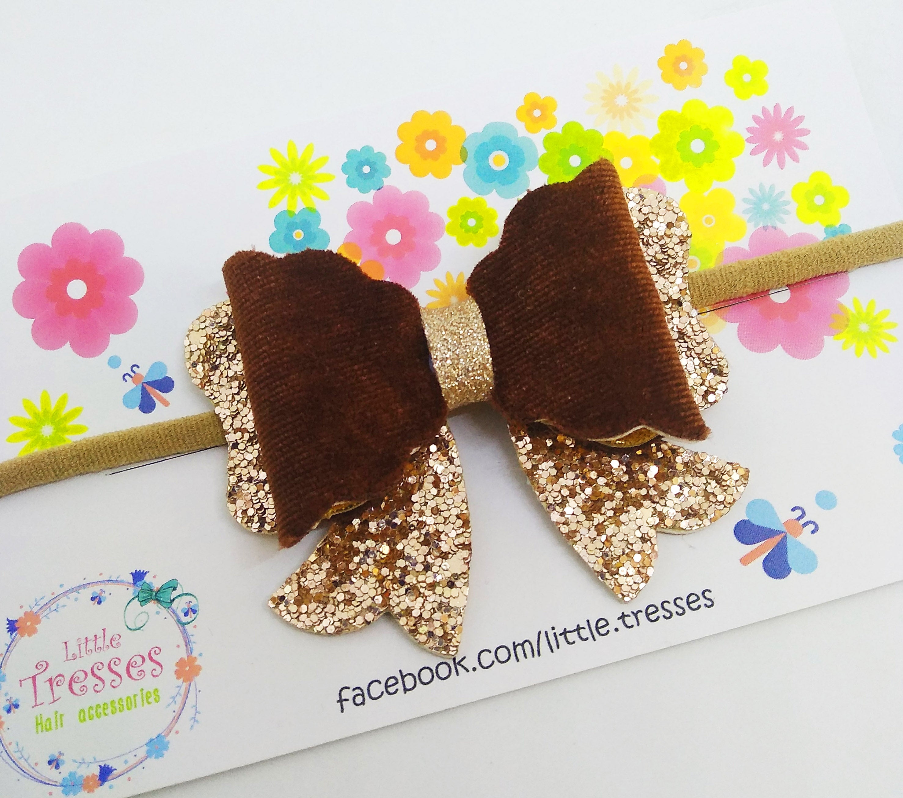 Scalloped Bow with Arrow Soft Stretchable Headband - Brown