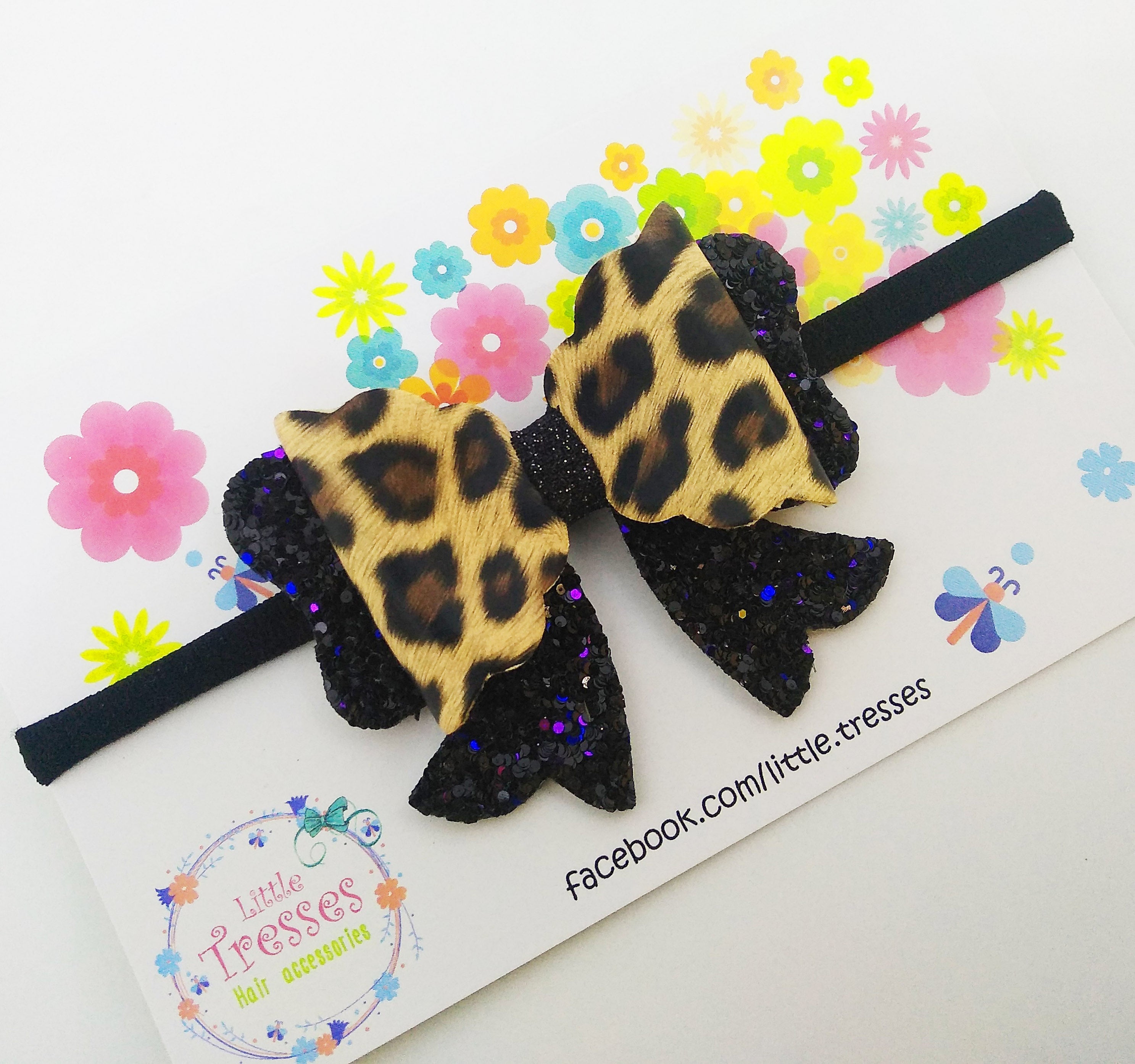 Scalloped Bow with Arrow Soft Stretchable Headband - Leopard Print