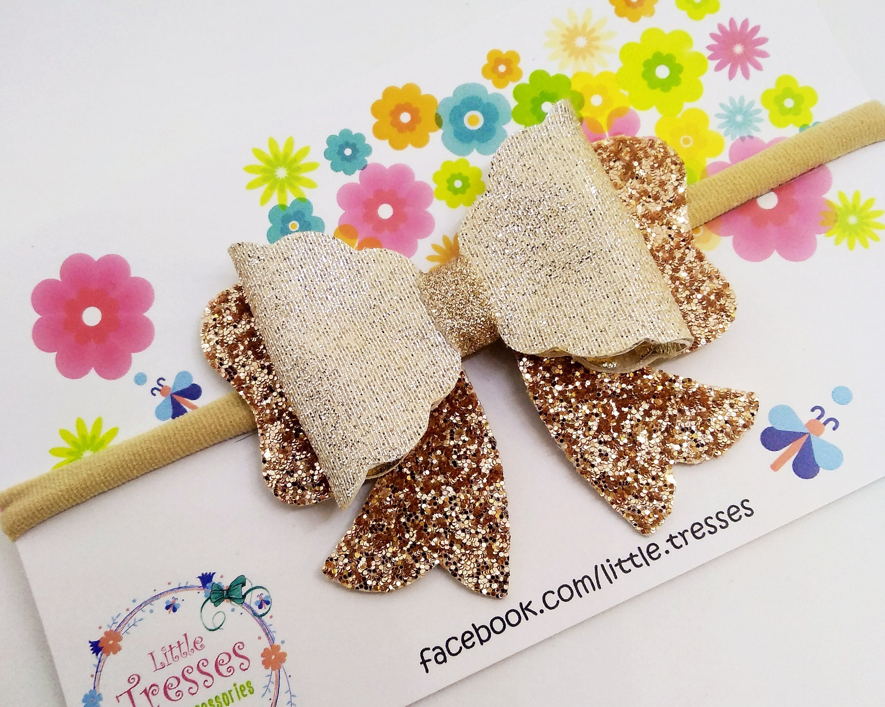 Scalloped Bow with Arrow Soft Stretchable Headband - Rose Gold