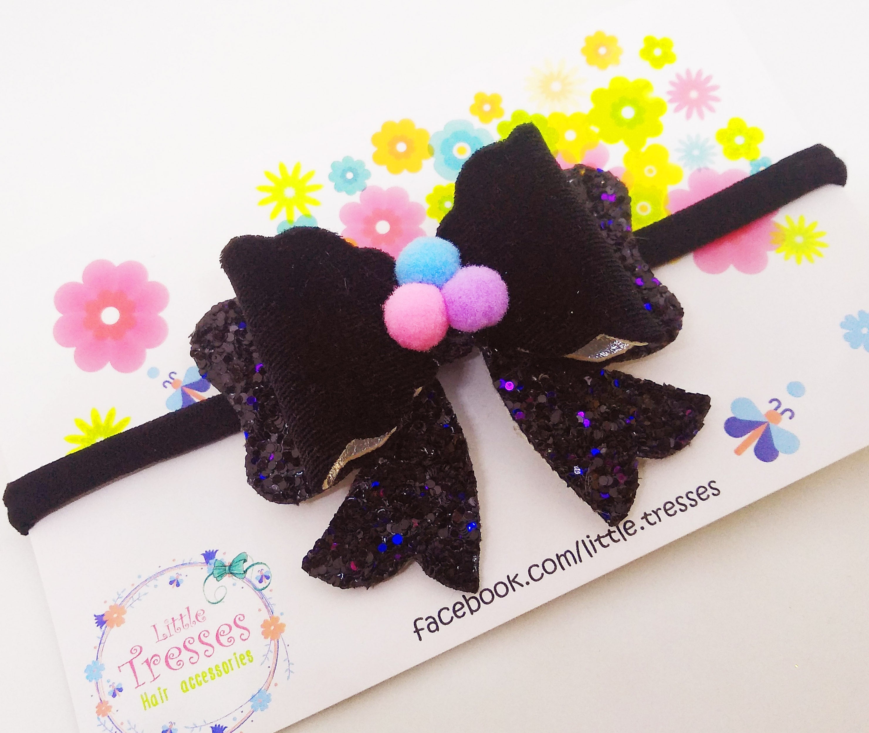 Scalloped Bow with Arrow Soft Stretchable Headband - Black