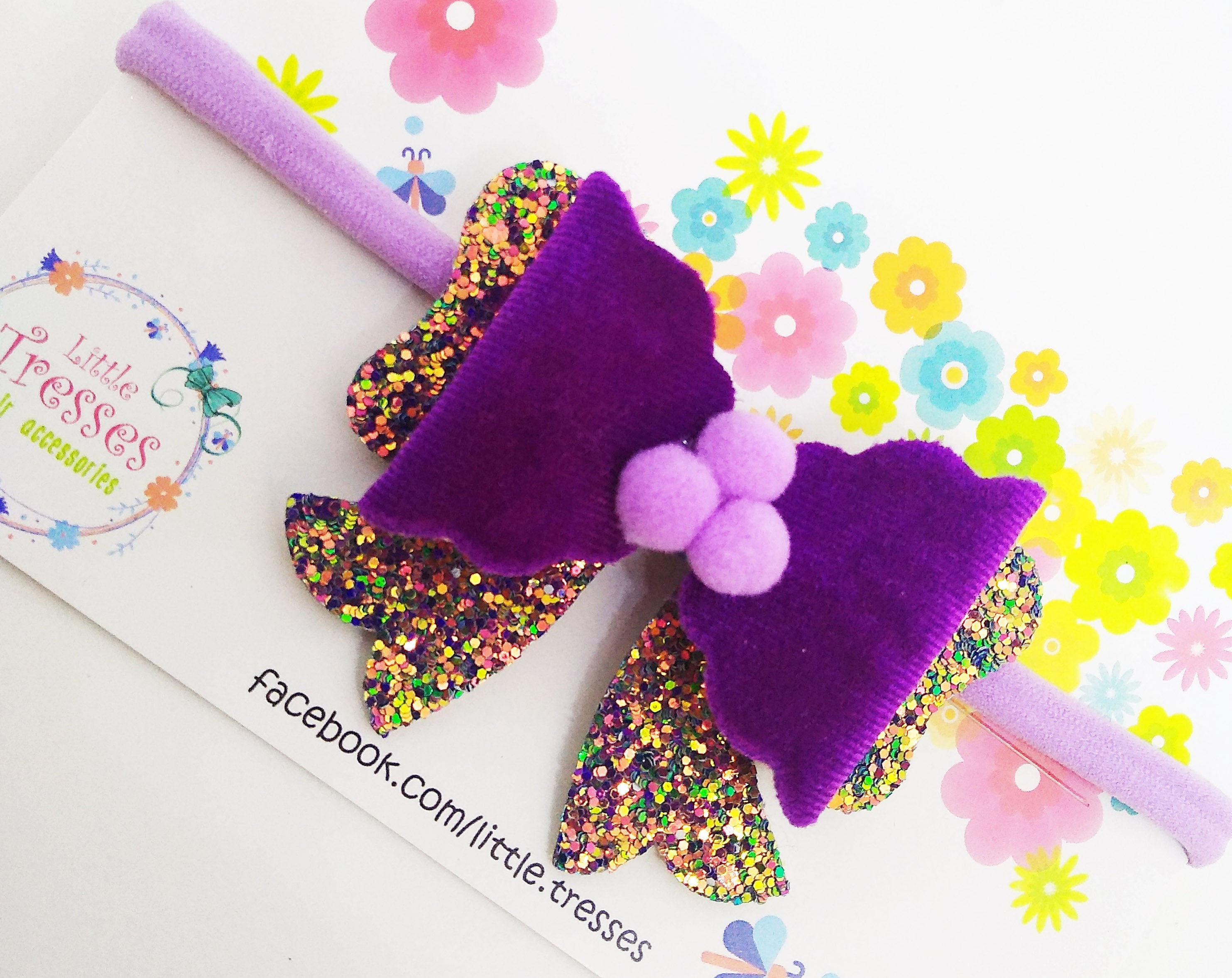 Scalloped Bow with Arrow Soft Stretchable Headband - Purple