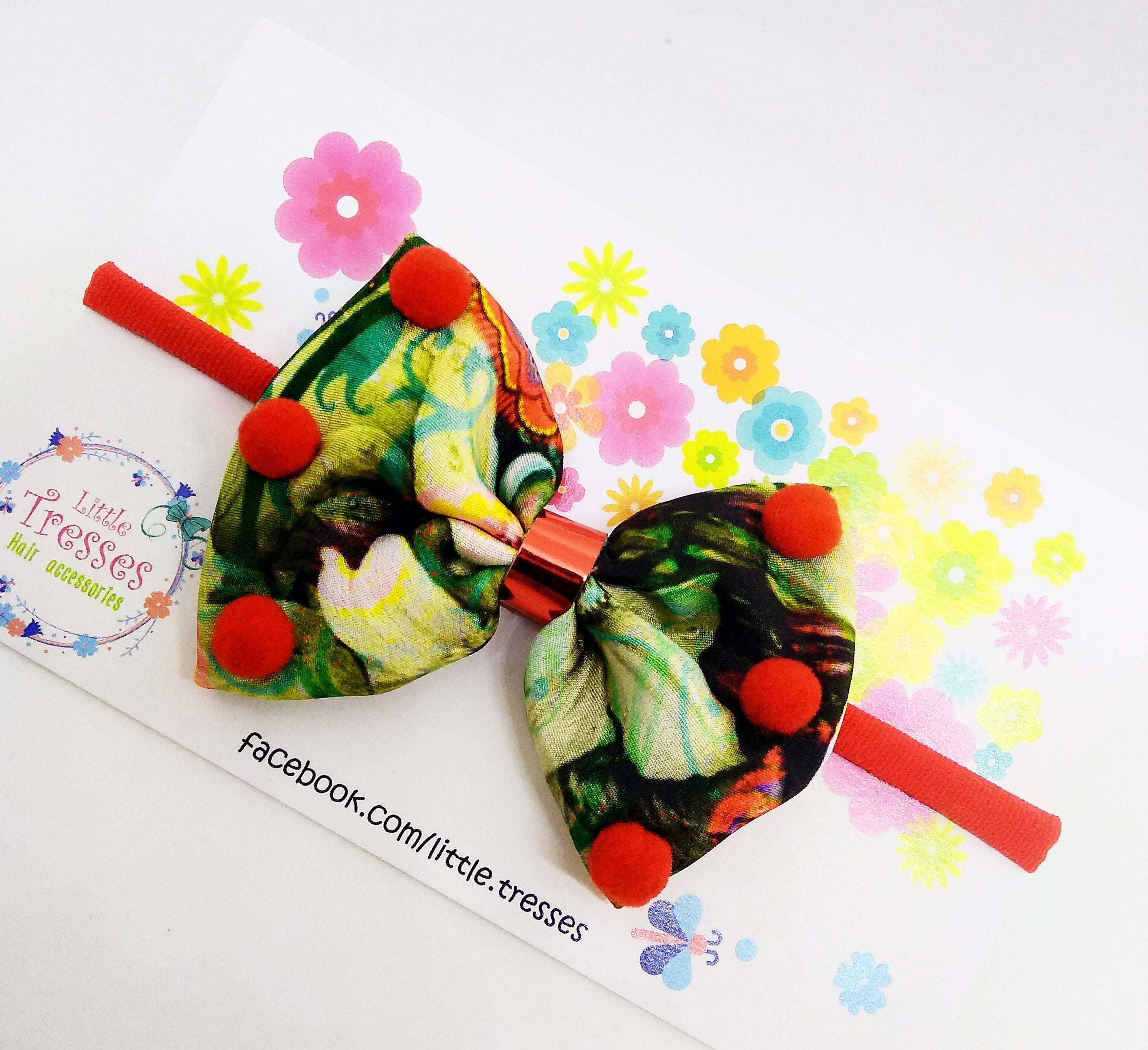 Pinched Bow Soft Headband - Red Hawaiian