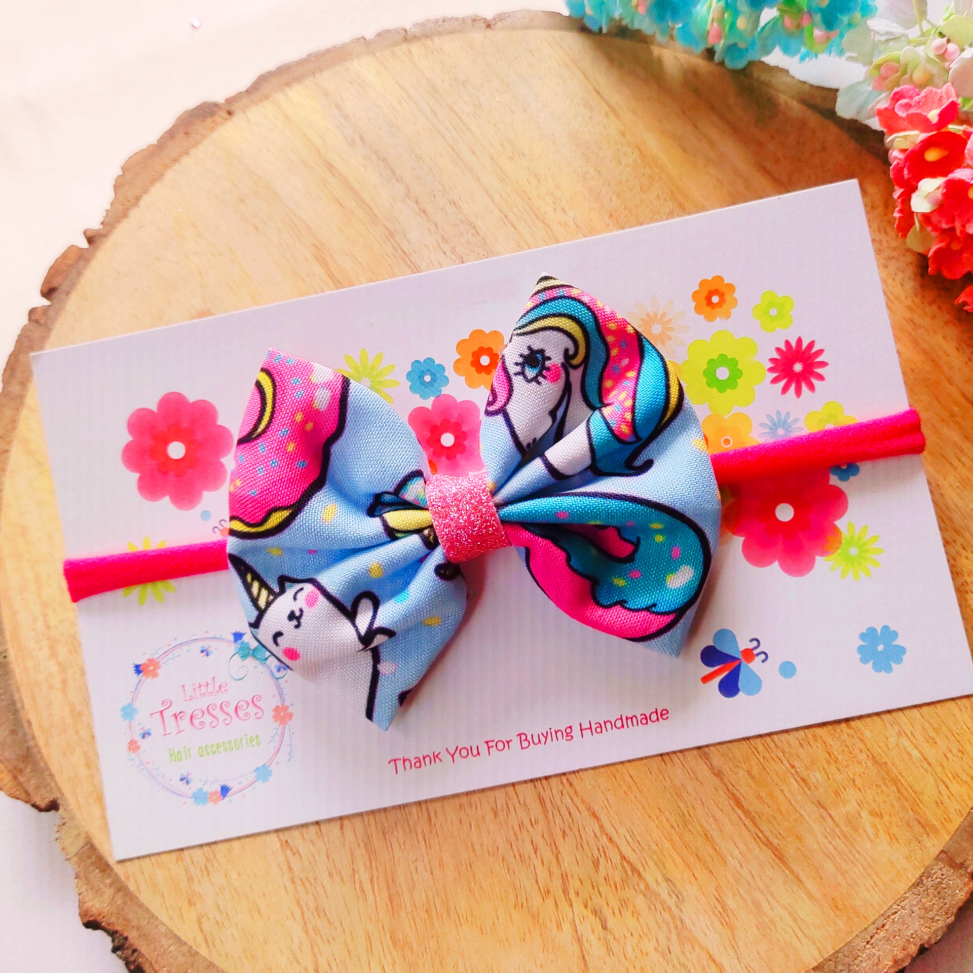 Pinched Bow Soft Headband - Unicorn