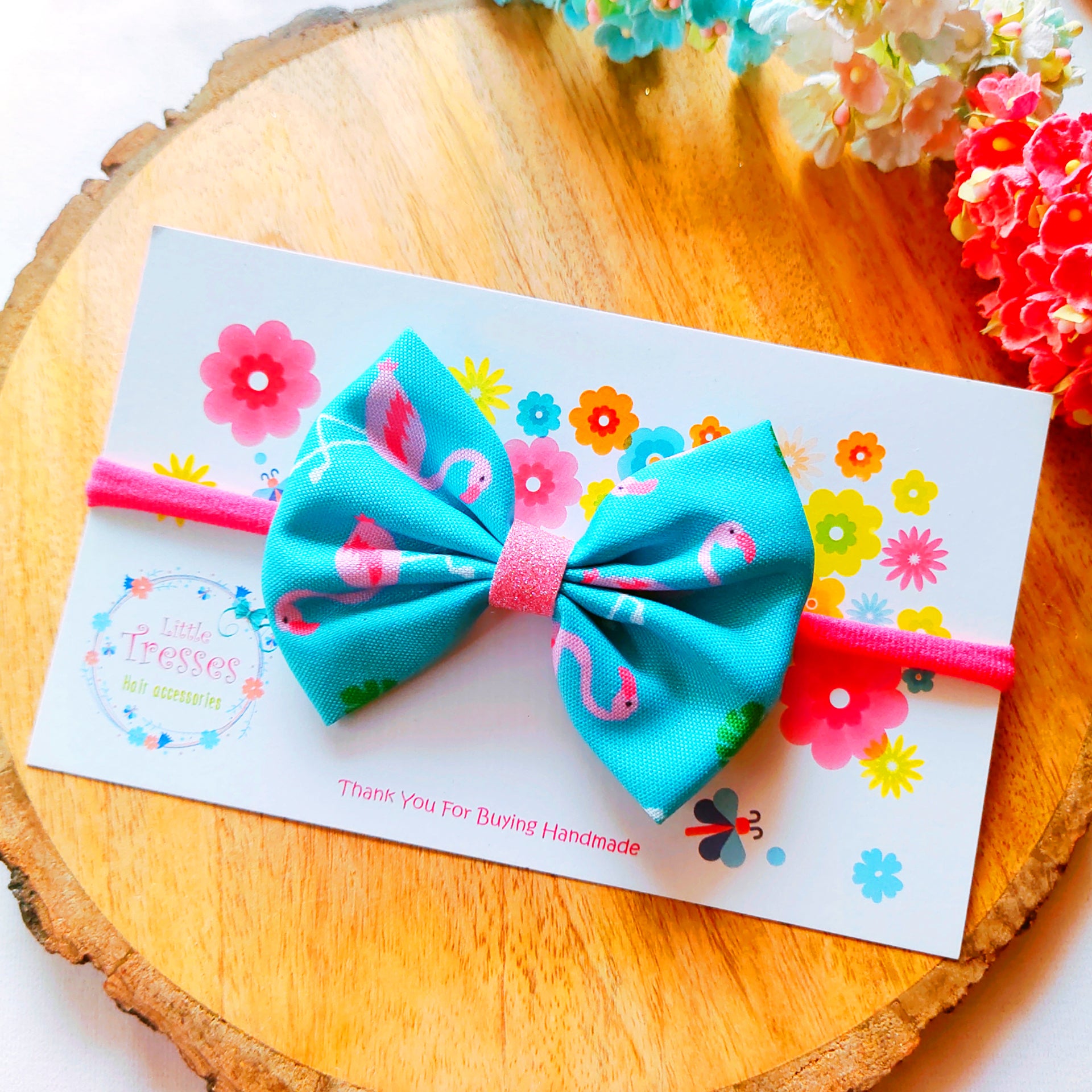 Pinched Bow Soft Headband - Flamingo