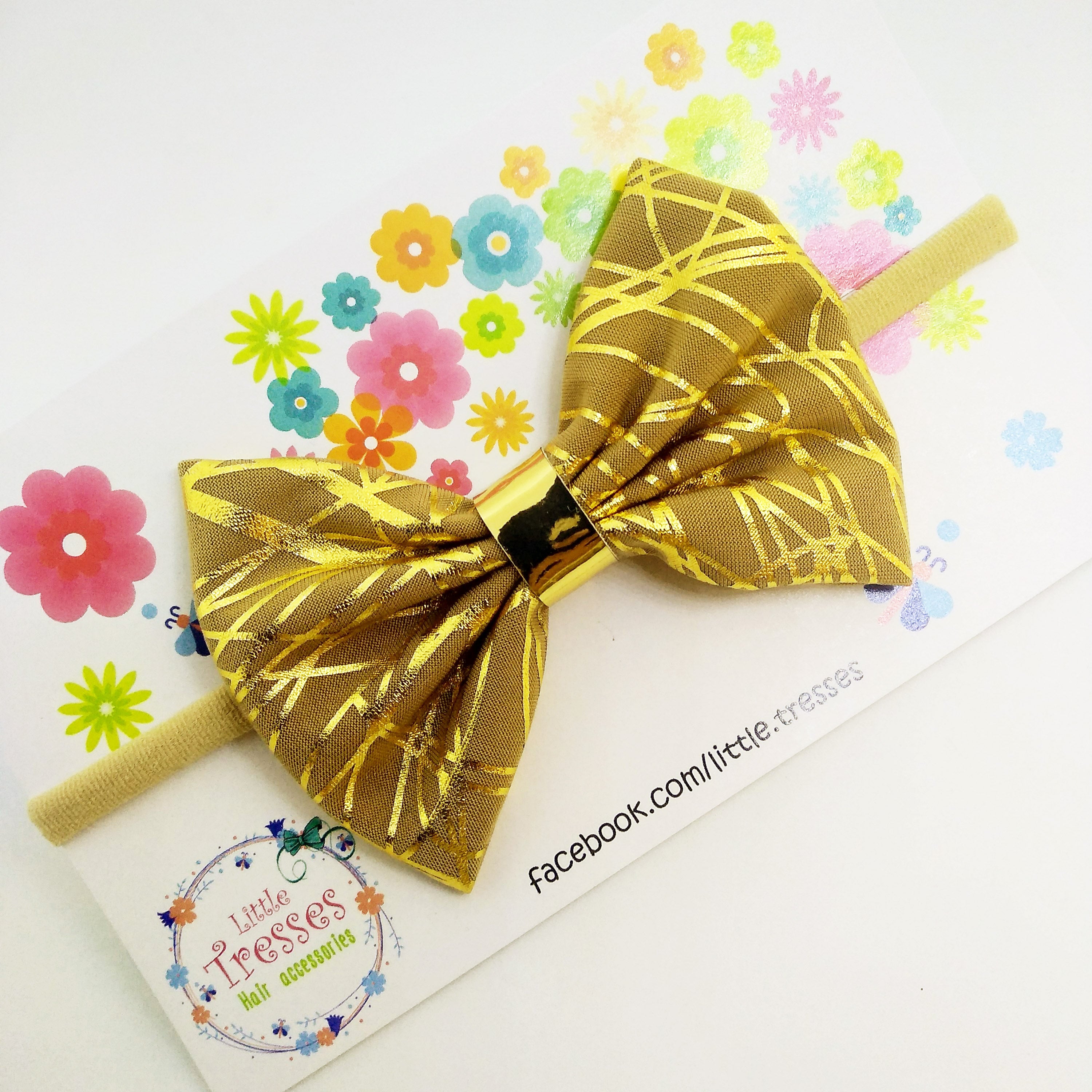 Pinched Bow Soft Headband - Golden Spikes